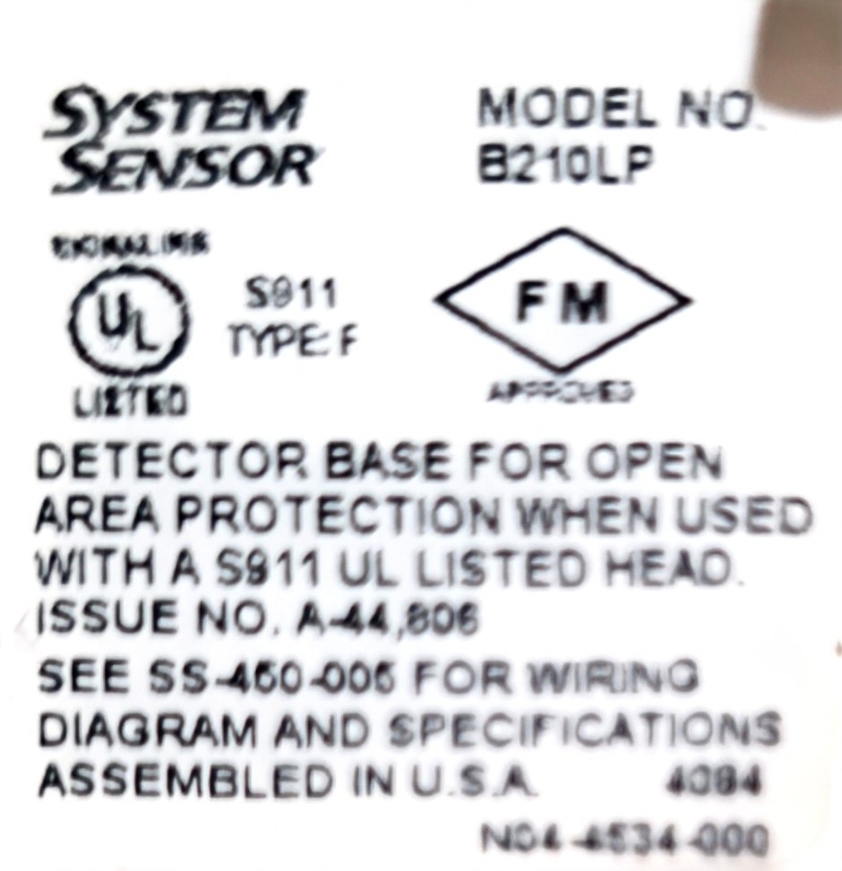 System Sensor B210LP Detector Base Standard, Addressable, 6.1"