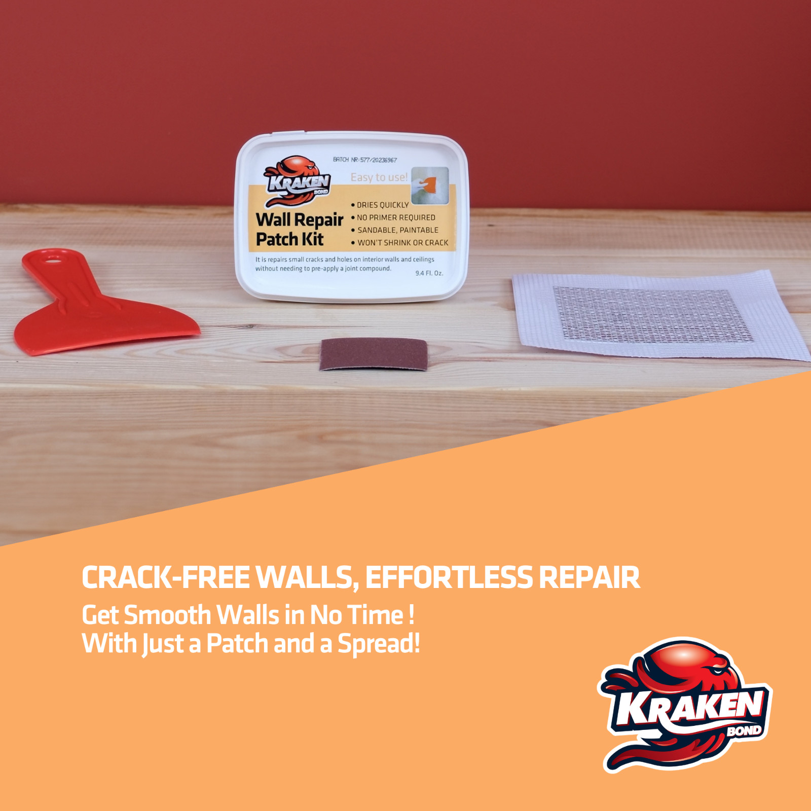 Kraken Bond Wall Repair Patch Kit - 8 fl oz 2 Pack