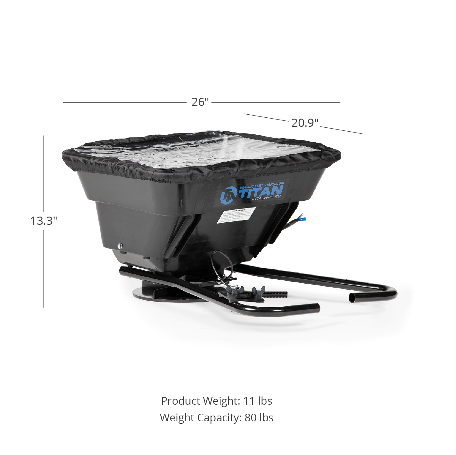 Titan Attachments 12 Volt ATV/UTV Broadcast Spreader, 80 LB Capacity, With Rain