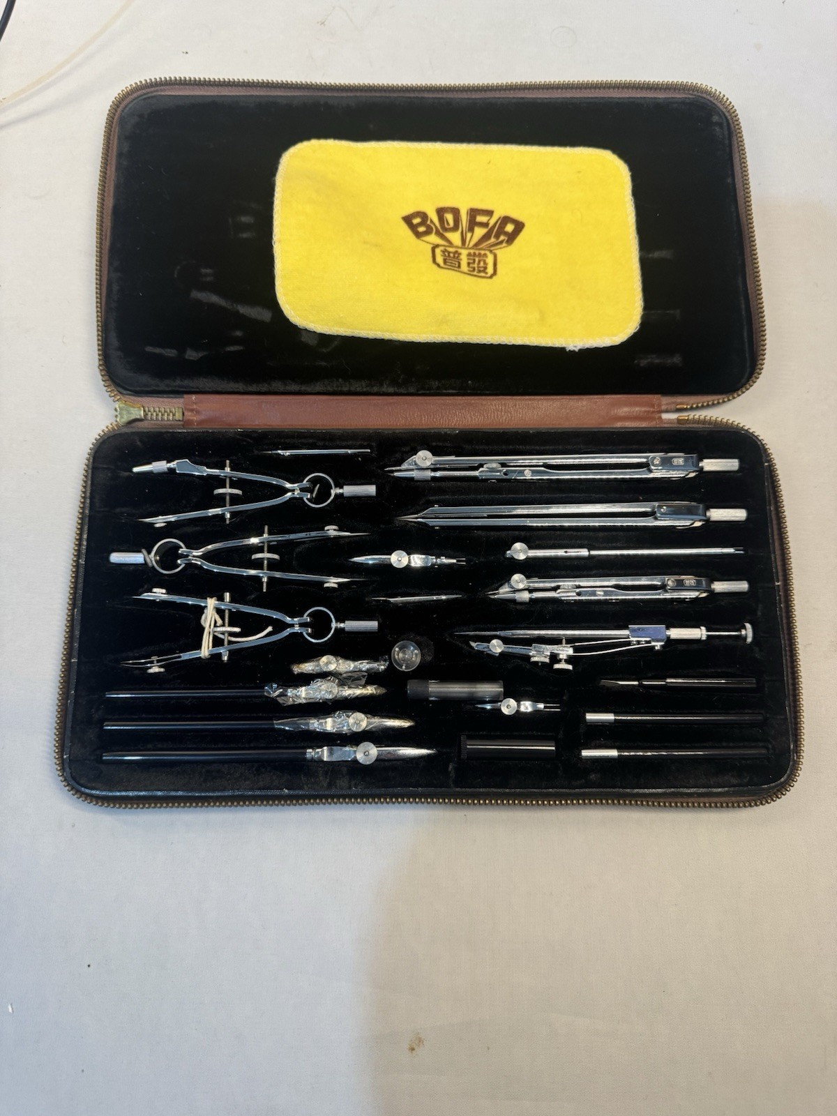 Vintage BOFA A221 Technical Drawing Compass Set Complete w/ Case