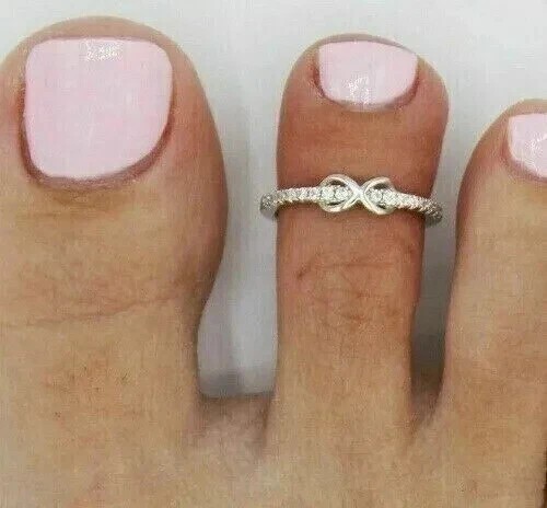 Ladies Toe Ring Solid Metal 925 Sterling Silver 14k White Gold Plated