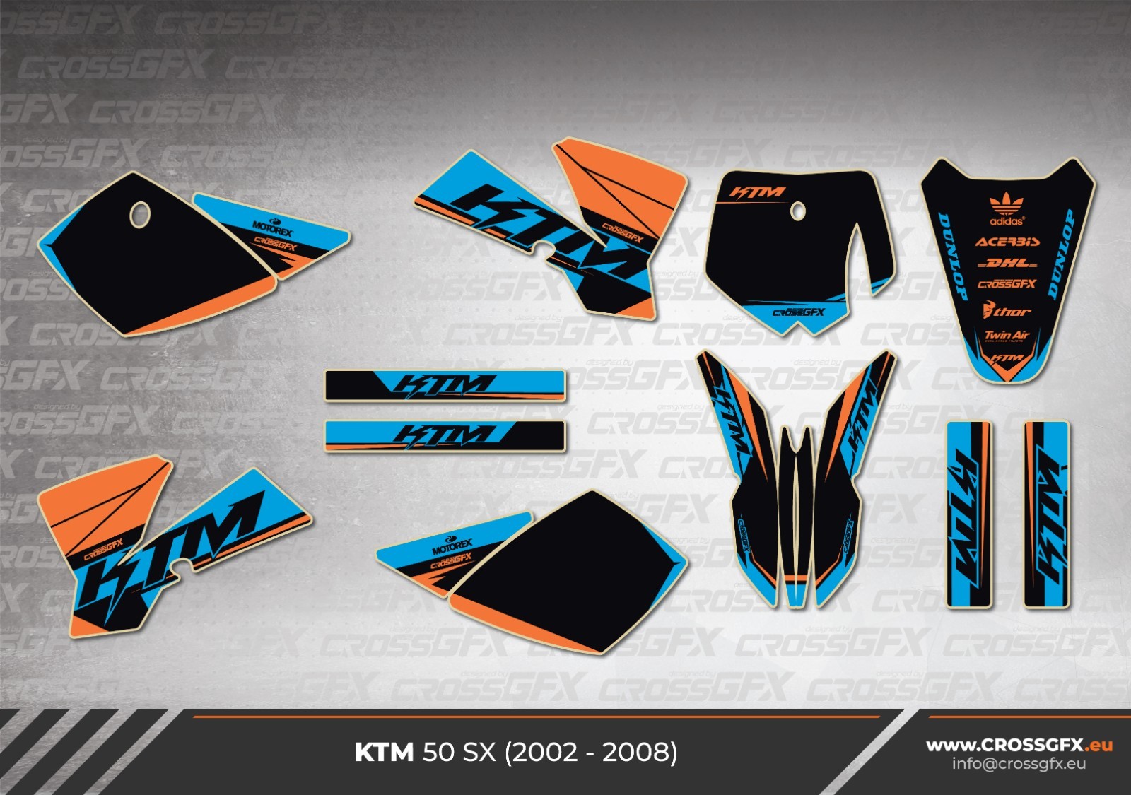 2002 2003 2004 2005 2006 2007 2008 SX 50 Graphics Kit for KTM SX50 Decal SR JR