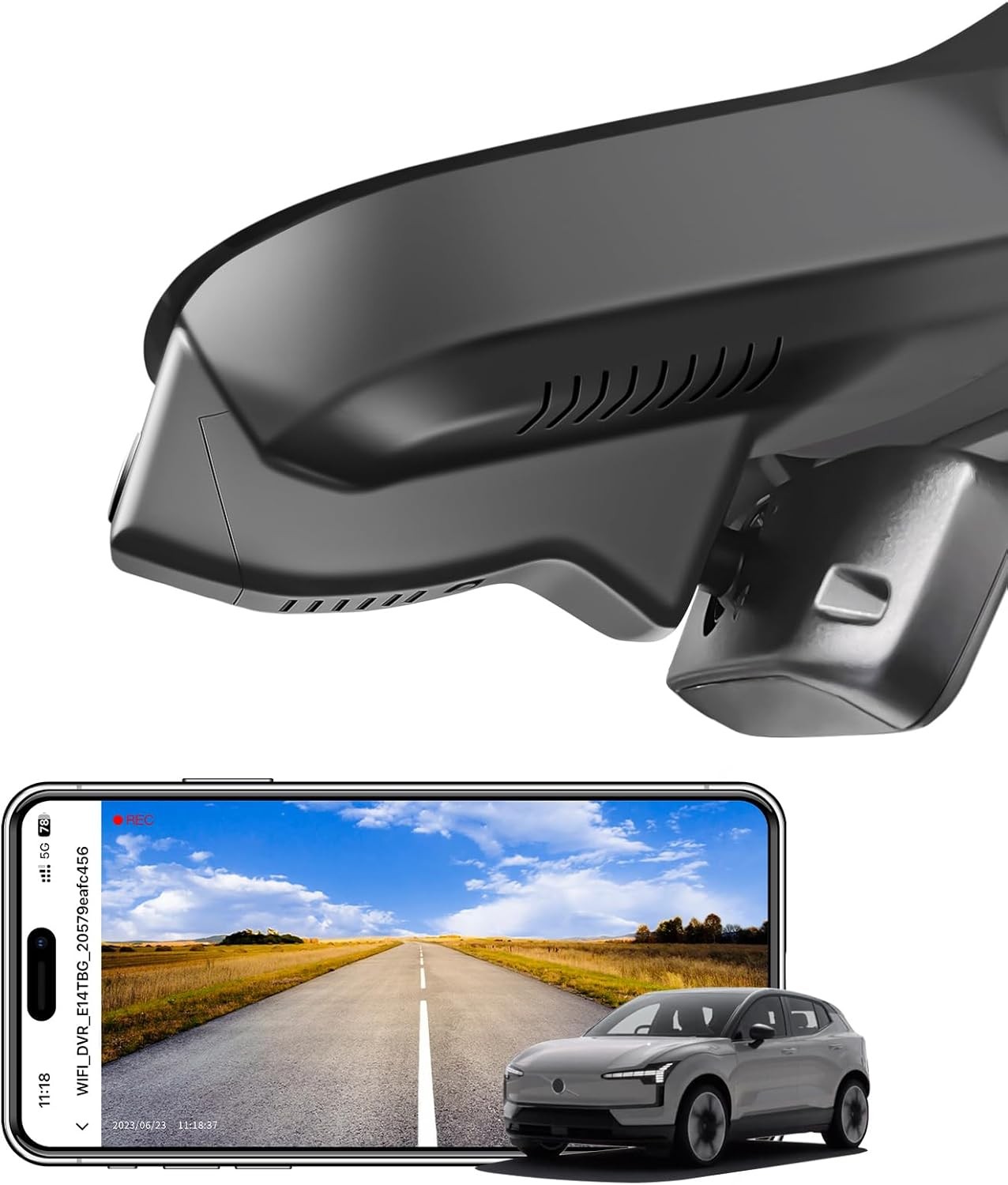 Mangoal Front 4K & Rear 1080P Dash Cam for Volvo EX30 2025-26 inc GPS APP