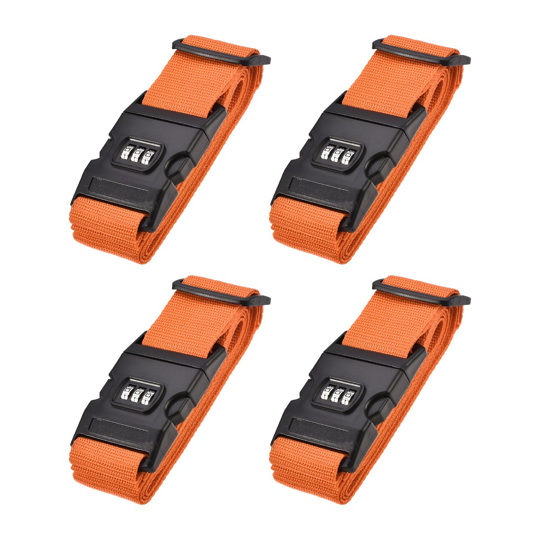 4 x Luggage Straps Suitcase Belts with Lock Buckle 2Mx5cm for Travel Orange