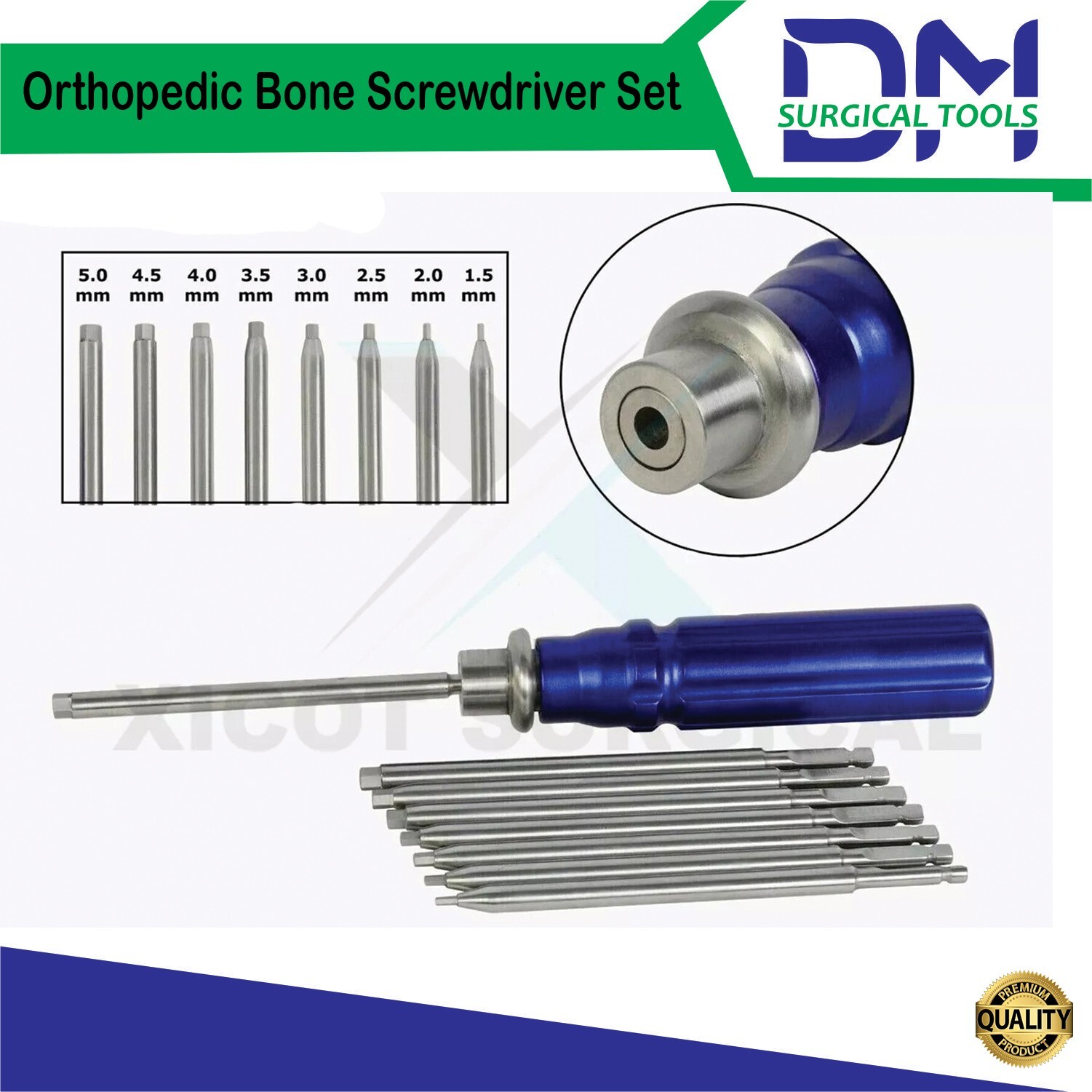 Orthopedic Bone Screwdriver Set With Quick Coupling Handle Surgical Instruments