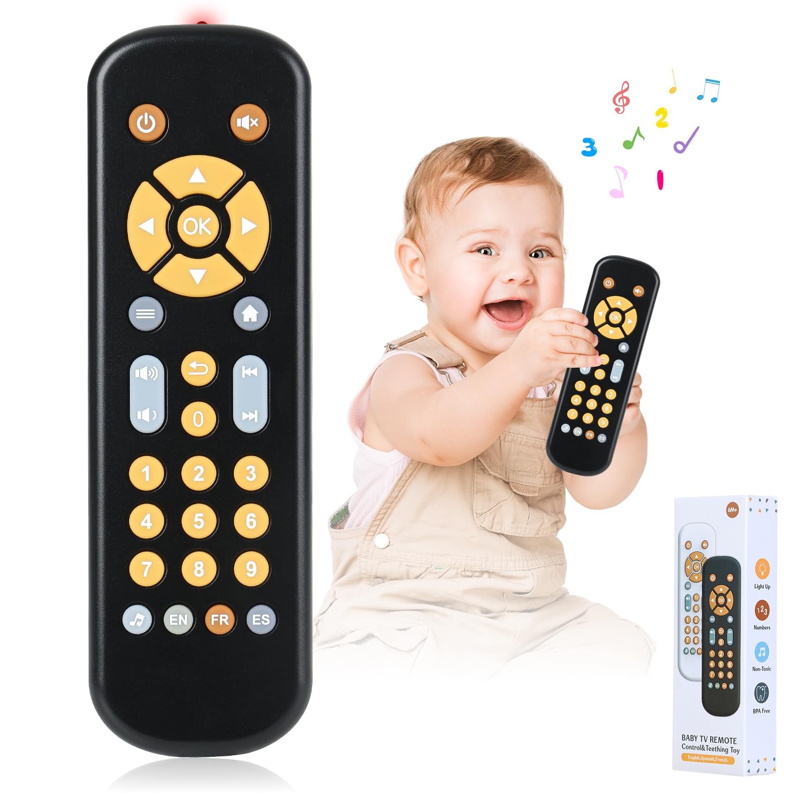 Baby TV Remote Control Toy for 6 Months+, Play Remote Musical Toys with Sound...