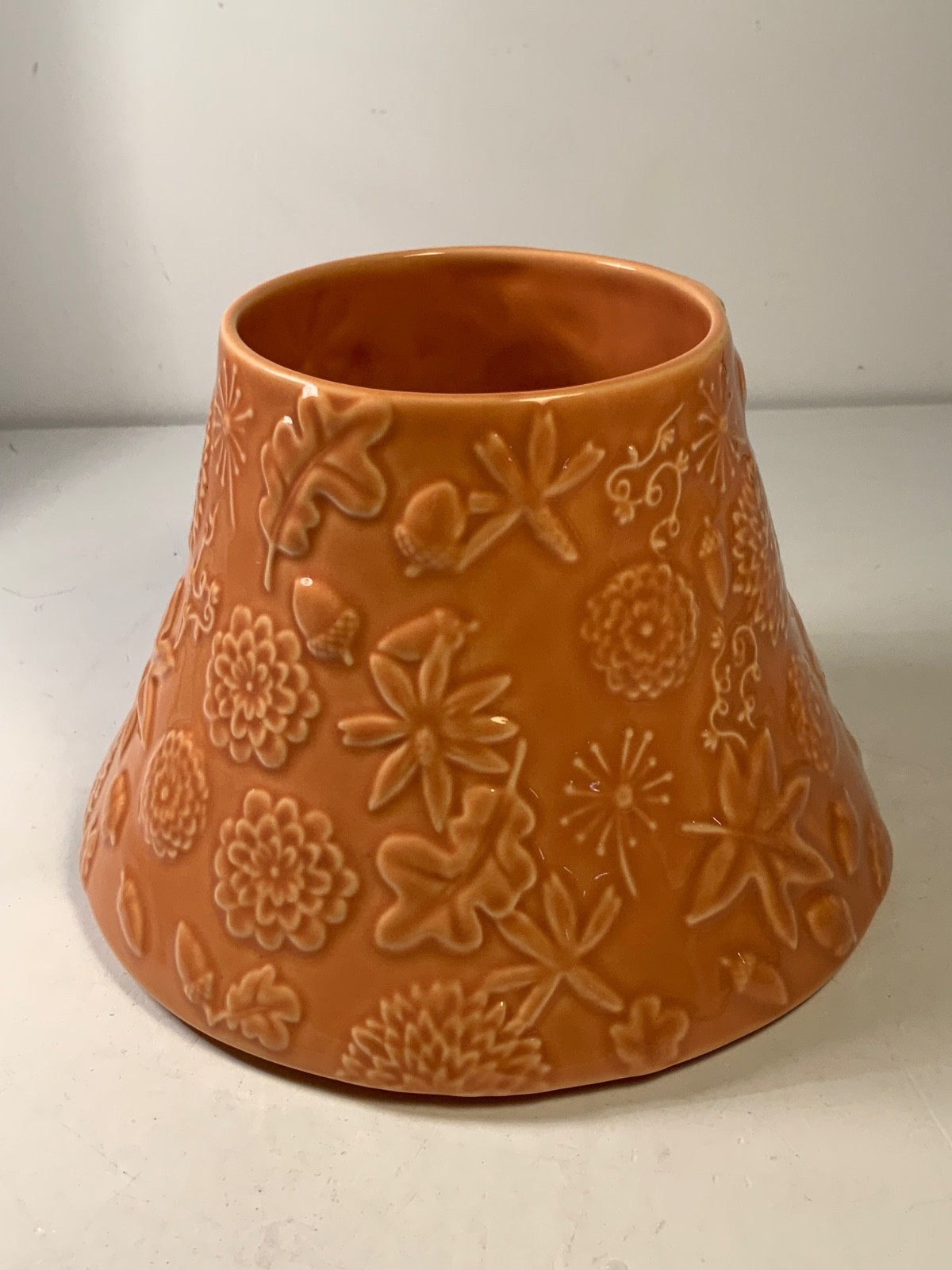 Hallmark Autumn Orange Ceramic Candle Topper 6.75 in.