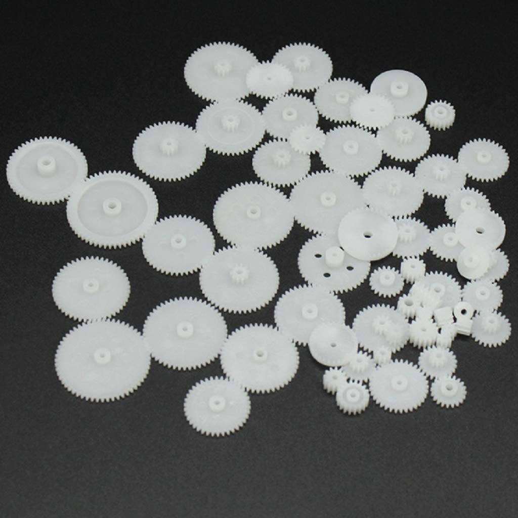 Alextend 58pcs Plastic Gears Module 0.5 for DC Motor DIY Model Small, White