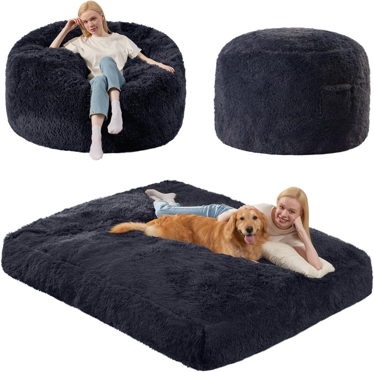 Bean Bag Chairs for Adults Teens Convertible Chair Mattress, Bean Bags Chair