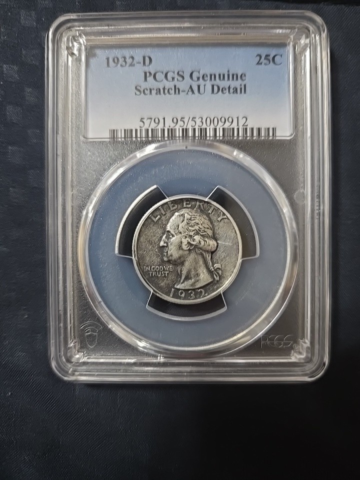 1932 D Washington Quarter PCGS AU Details.  Scratched  ♡Beautiful♡     Key Date!