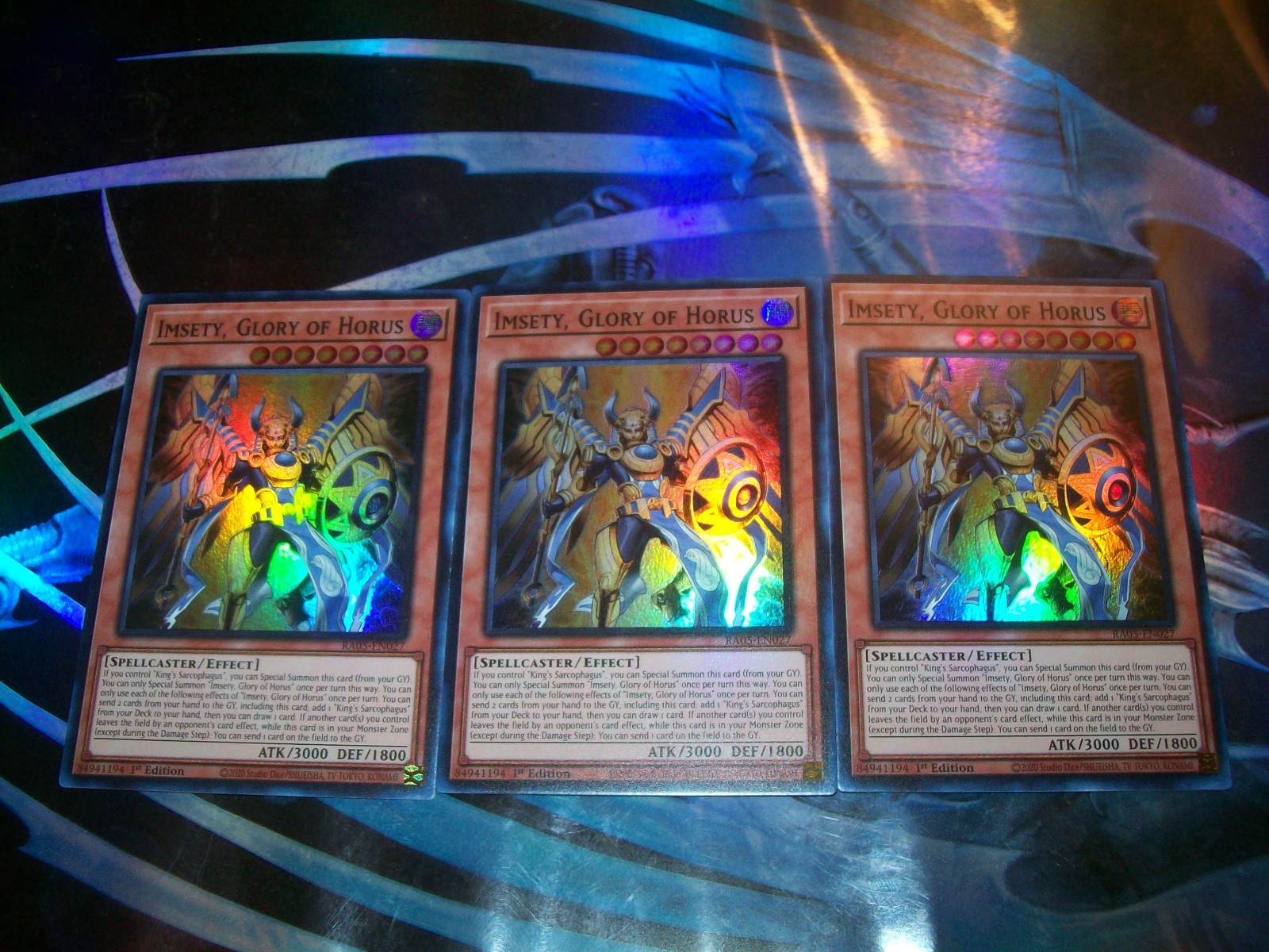 3x Imsety, Glory of Horus 1st Edition Super Rare RA05-EN027 Yu-Gi-Oh!