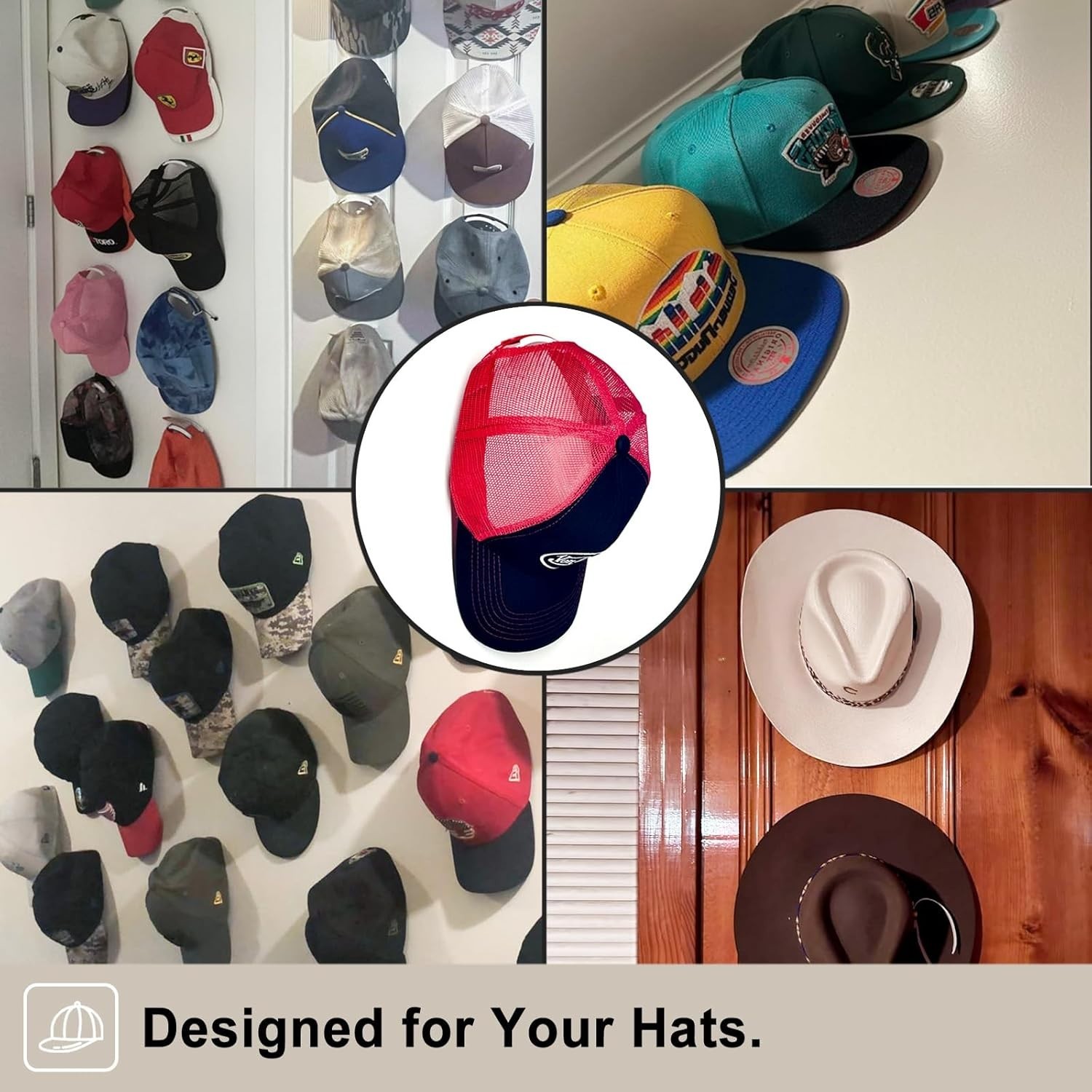 Stylish Lightweight Hat Hooks 12-Pack - Effortless Installation & Display