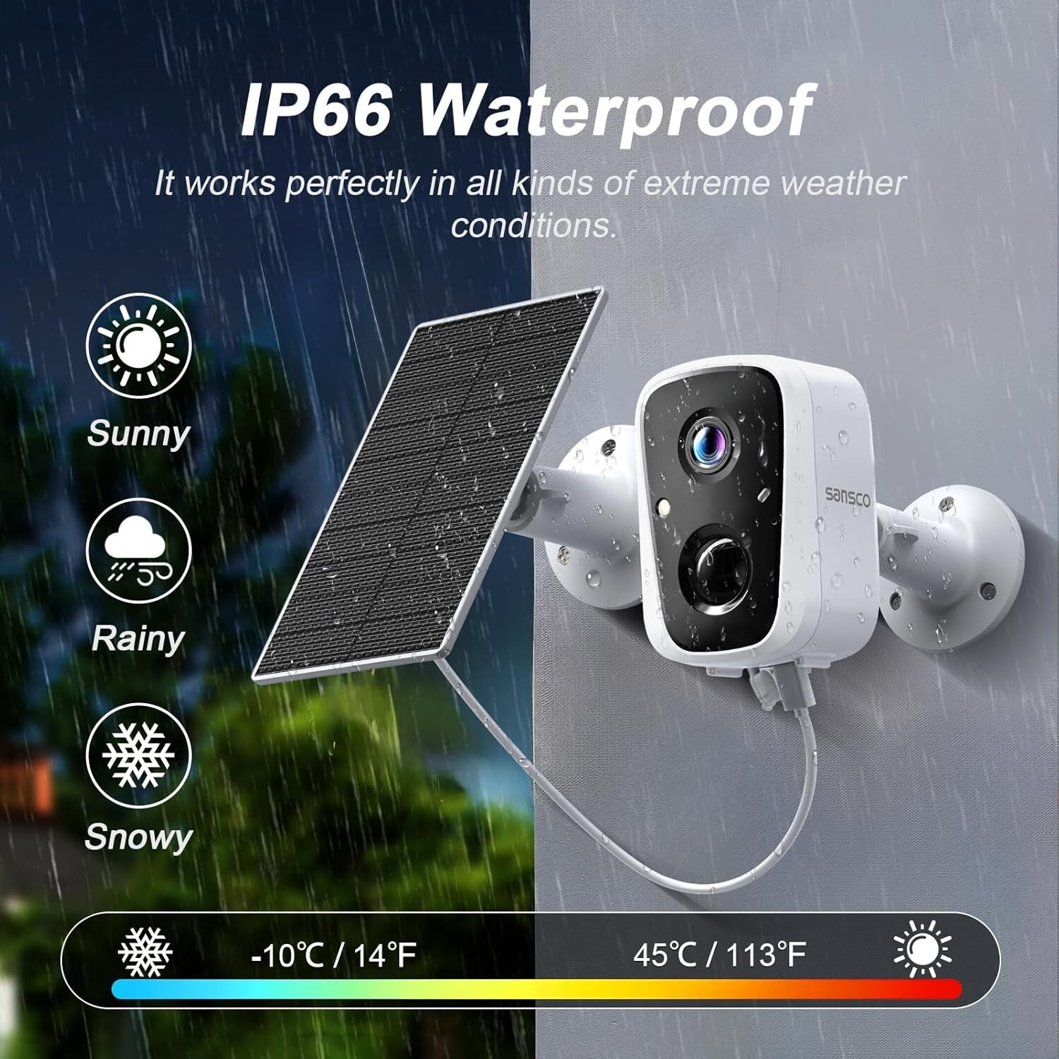 2K 4MP Solar Security Camera Outdoor Home Surveillance PIR 2-Way Talk + 64GB