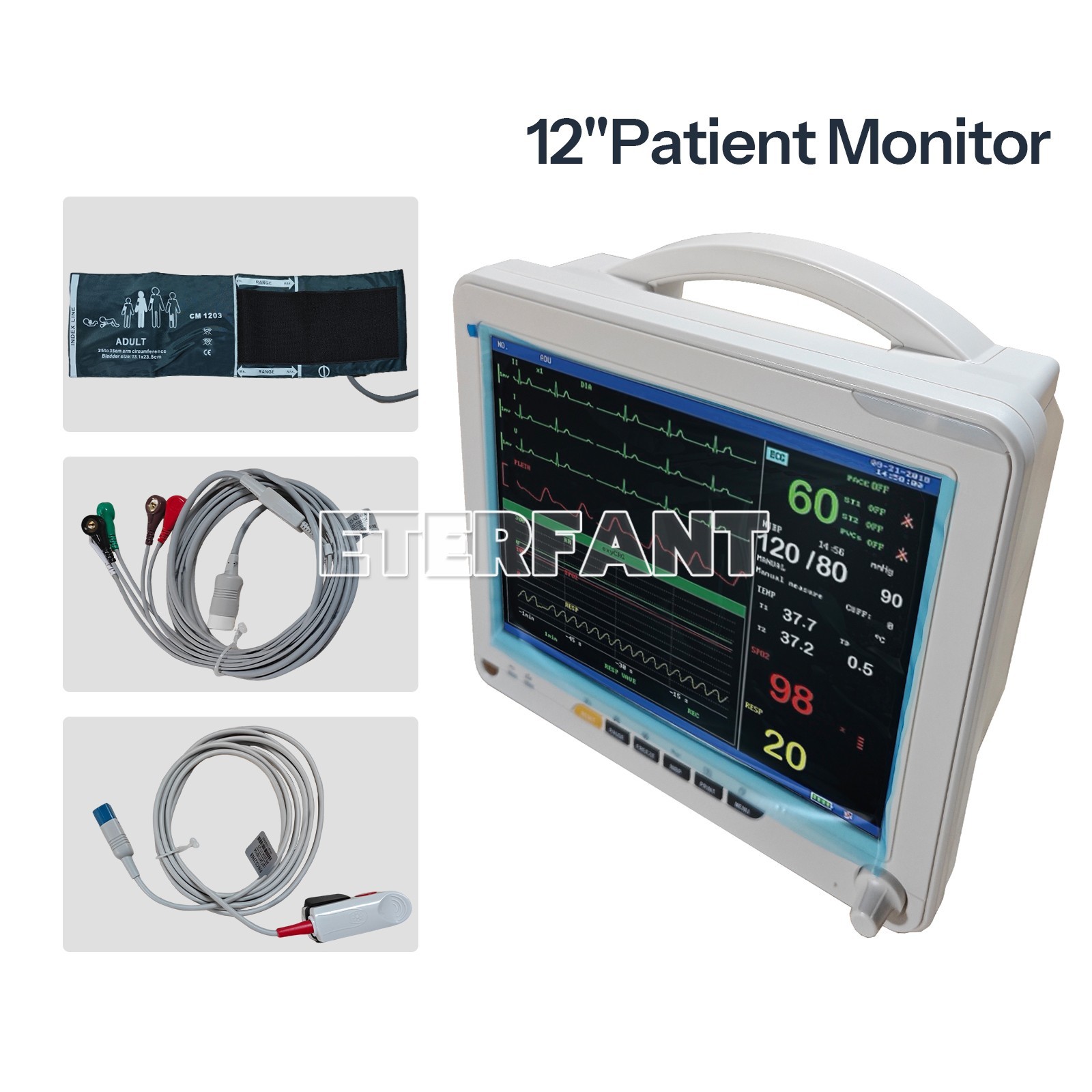 12" Patient Monitor ICU CCU Vital Sign For Hospital ECG NIBP RESP TEMP SPO2 PR