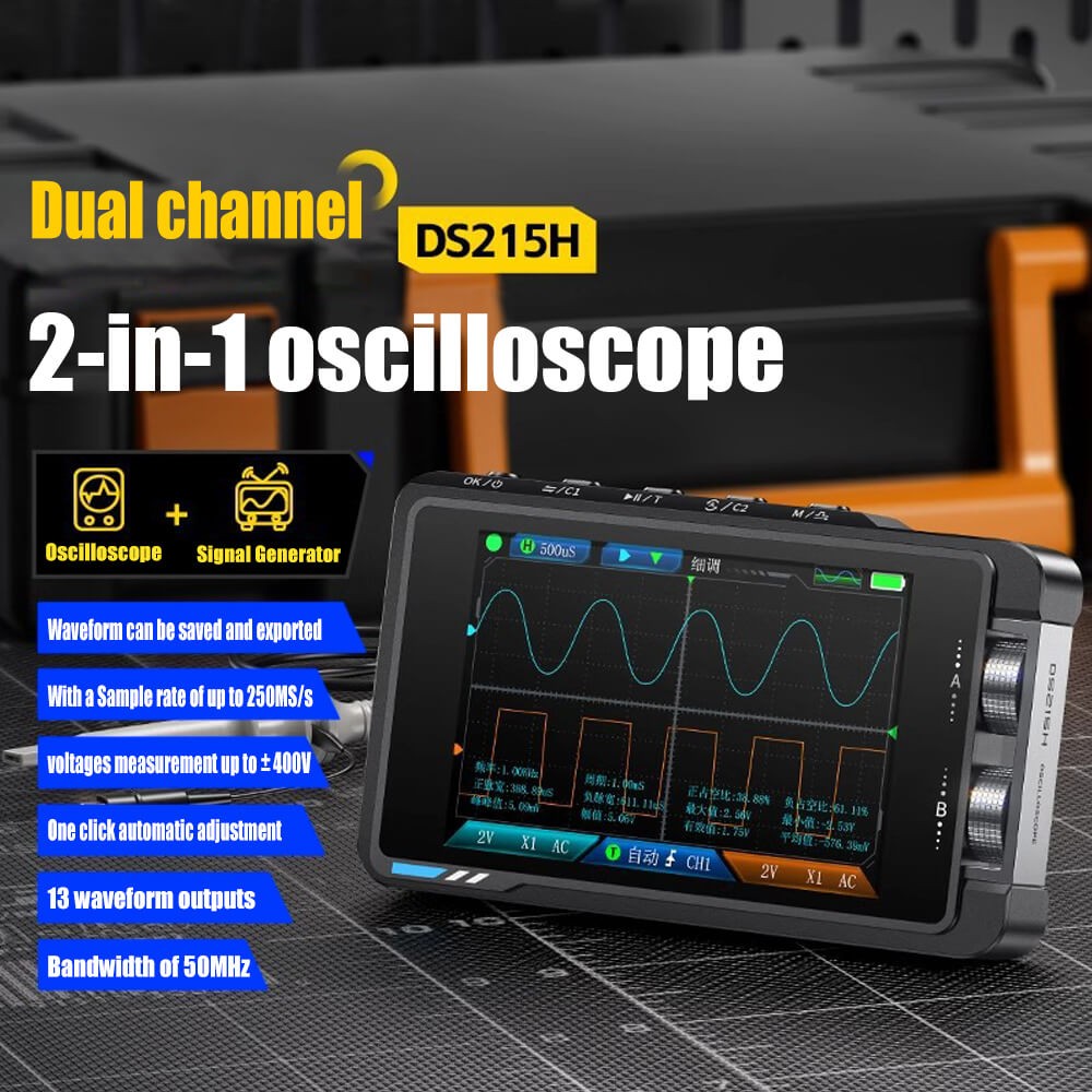Digital Oscilloscope Multilingual Support with 3.5" Color Screen DS215H