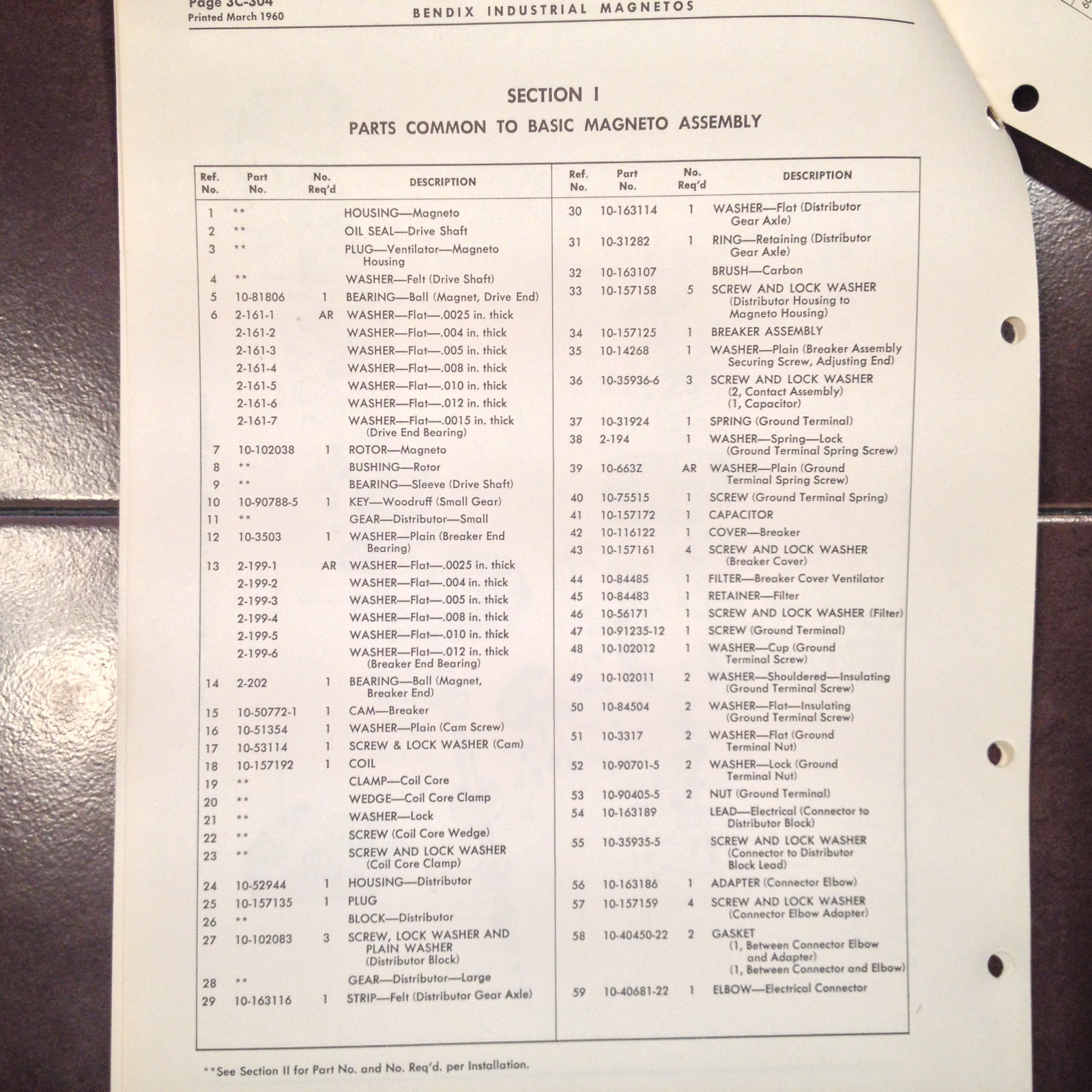 Bendix S-500 Magneto Parts Lists Manual.
