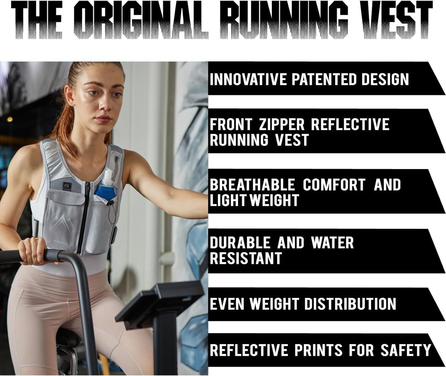 Reflective Running Vest with 500ml Hydration Bottle & Adjustable Fit for Comfort