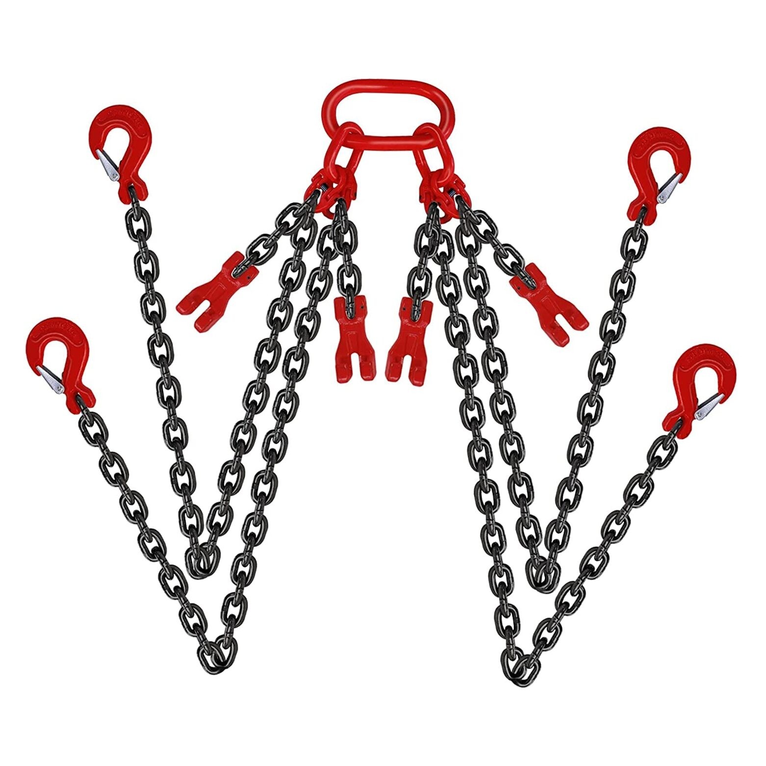 Chain Sling 5/16 Inch x 8 Ft Quad Leg Lifting Chain with 4 Leg Grab 8.2FT