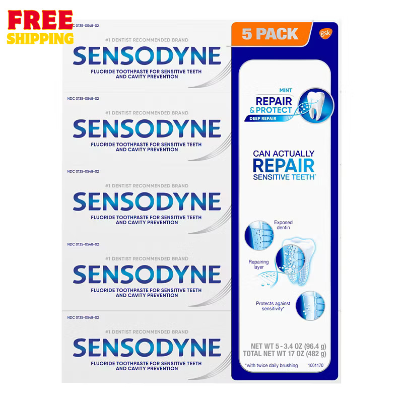 Sensodyne Repair and Protect Toothpaste, 5 pk./3.4 oz. FREE SHIPPING