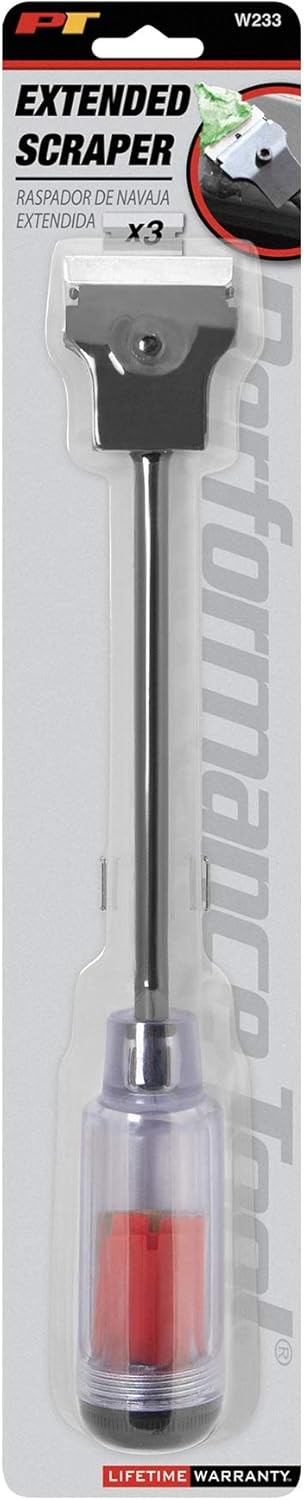 Performance Tool W233 12-Inch Long Reach Extension Scraper with 3pc Double Edged