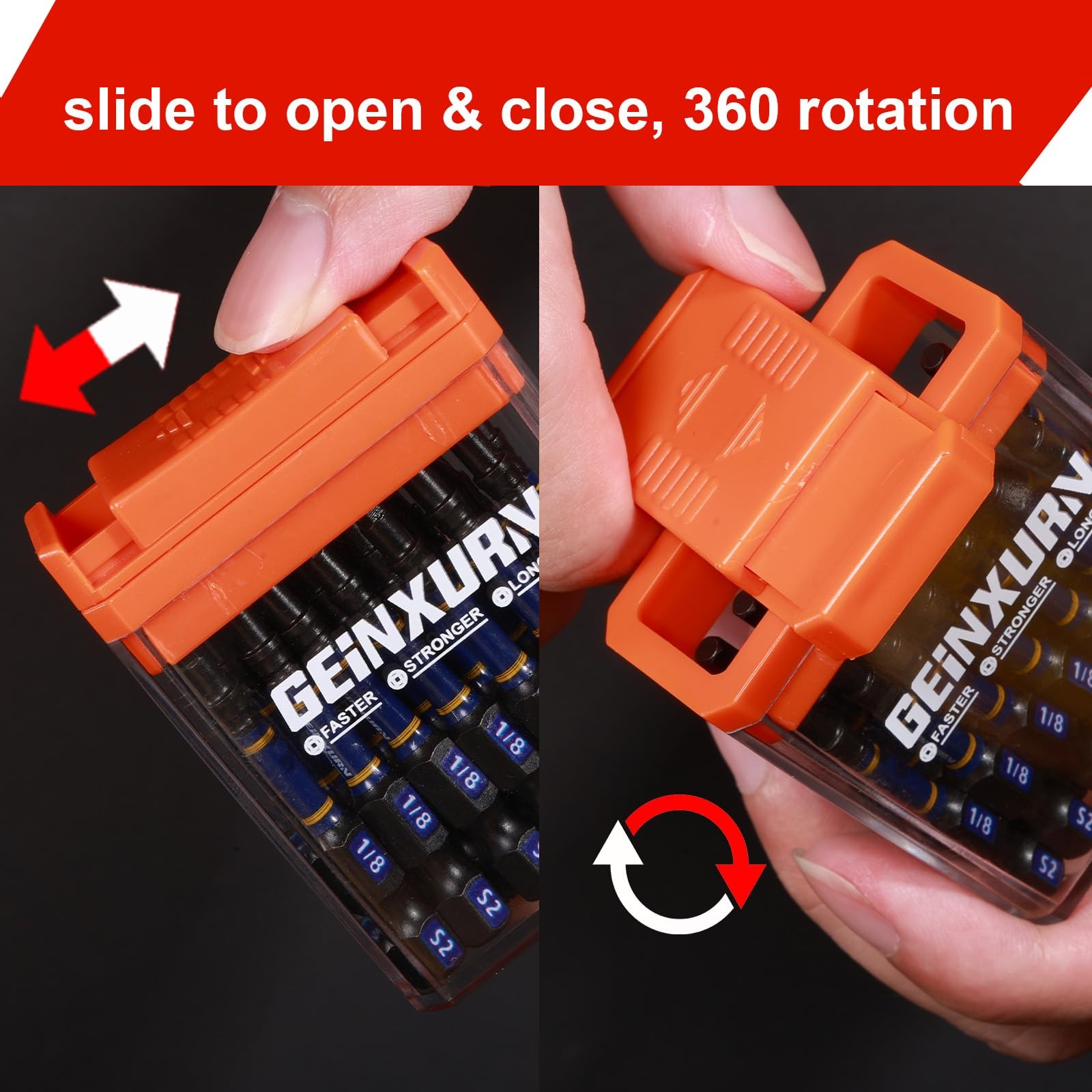 Geinxurn Impact Hex Screwdriver Bits Set,45 Pcs 2" Magnetic 2''-45PCS, Hex-s