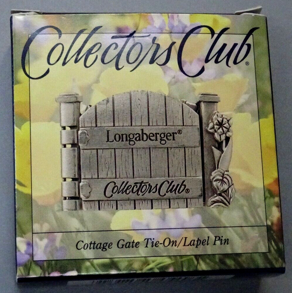 2000 Longaberger Collectors Club Cottage Gate Basket Tie On/Lapel Pin  w/Box