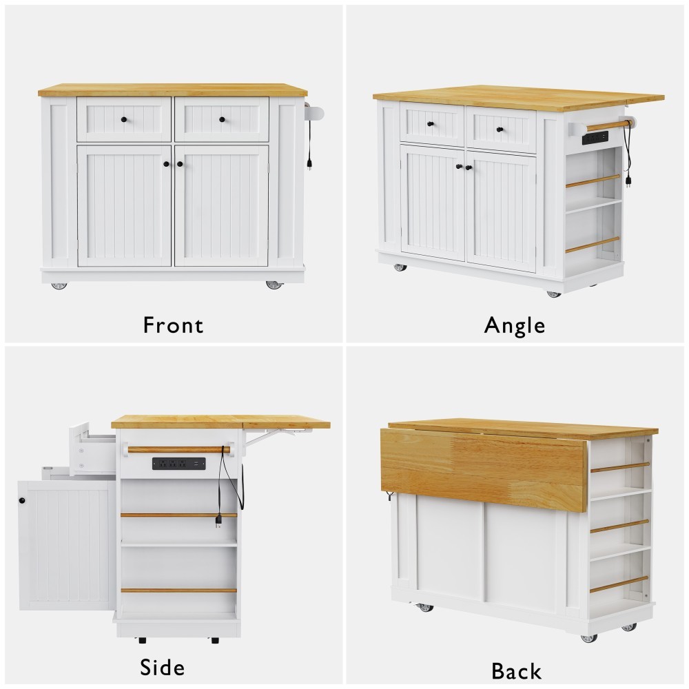 Kitchen Island W 2 Bar Stools 5 Open Side Racks 2 Drawers