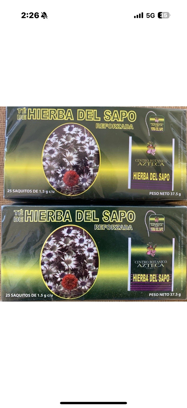 Hierba Del Sapo Tea Bags 50 Tea Bags Natural
