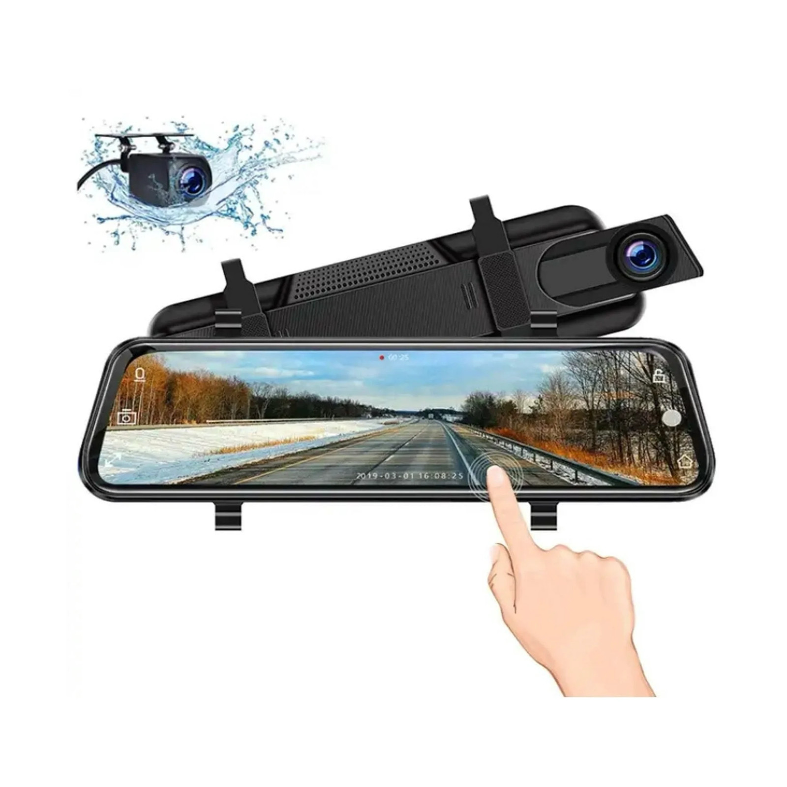 10” 1080P Mirror Dash-cam dual lens night vision  G-Sensor front & rear-view