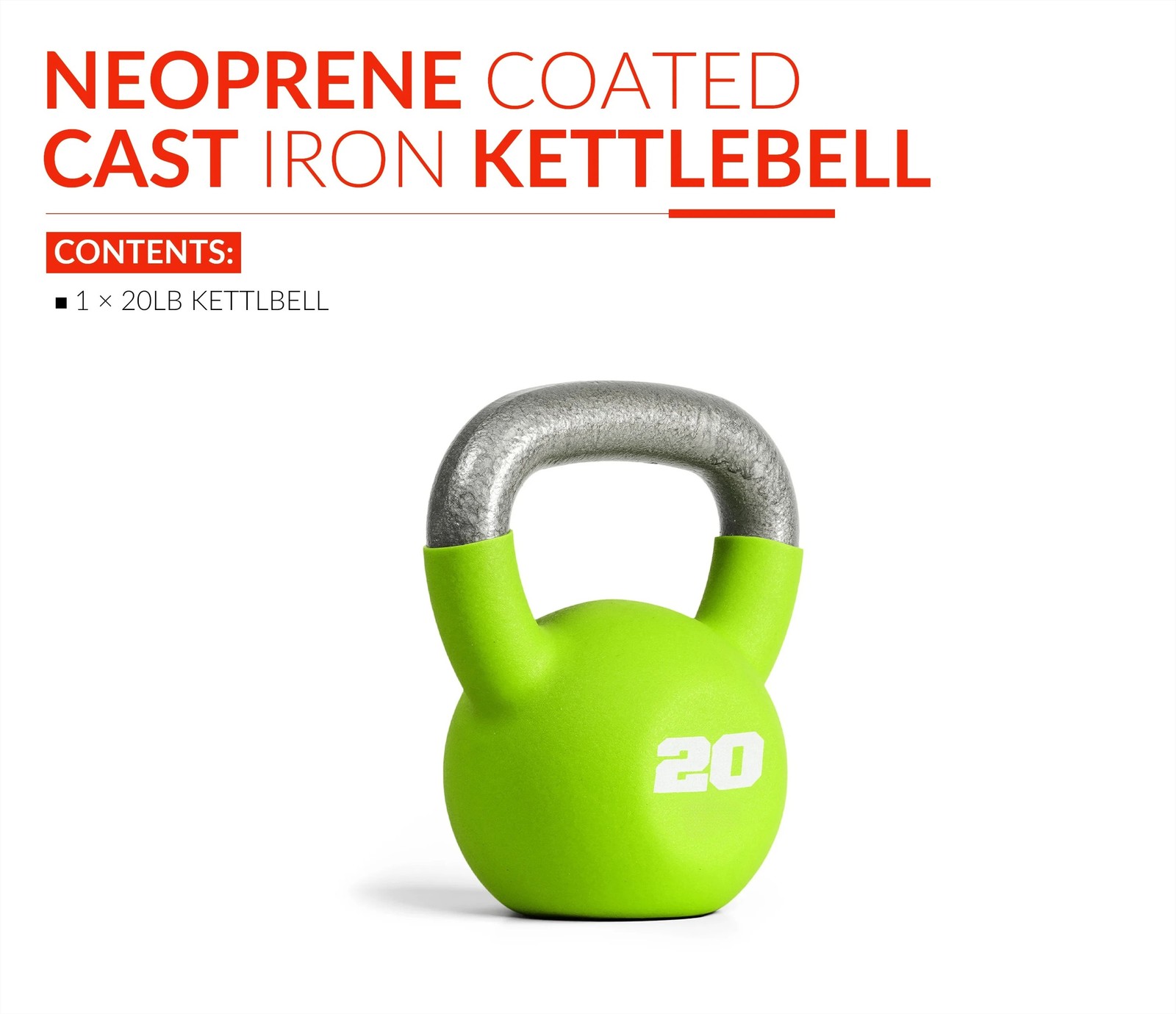 20lb Neoprene Coated Kettlebell, Green