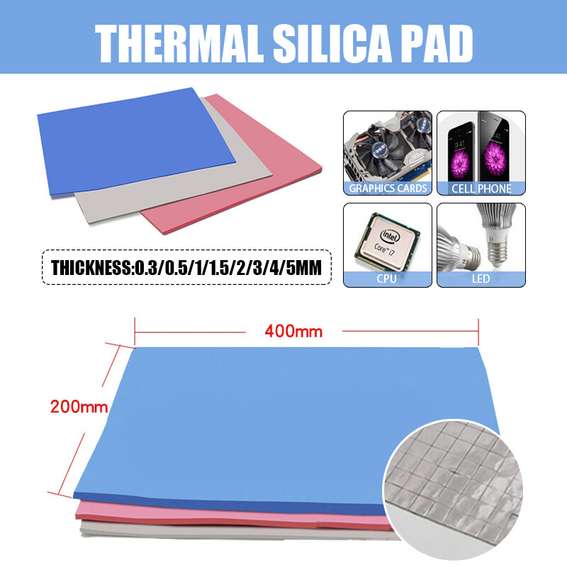200x400mm 1.2W GPU CPU Heatsink Cooling Thermal Conductive Silicone Pad Sheet