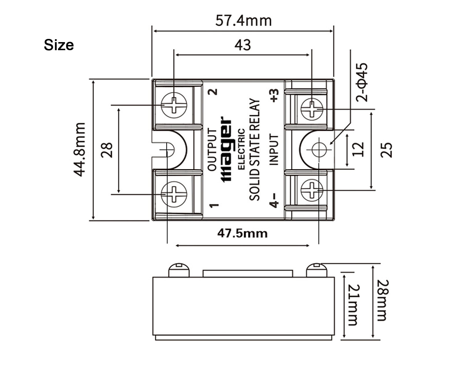 Solid State Relay MGR-1 D4810 SSR 10A DC-AC , Input 3-32V DC, Load 24-480V AC CE