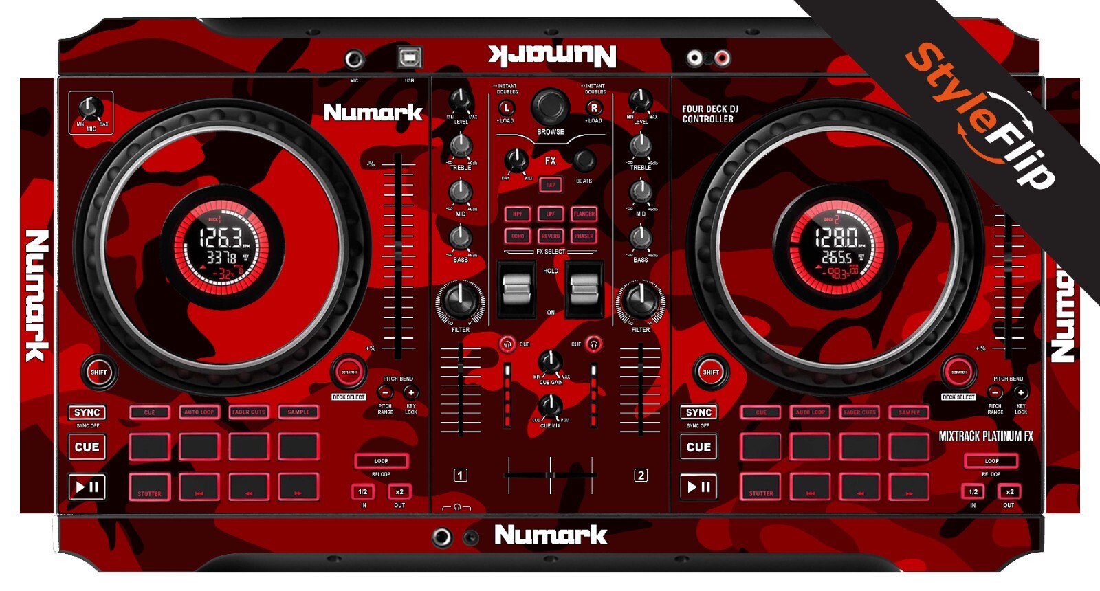 Numark Mixtrack Platinum FX Skin | Camo Red | Protective Decal |StyleFlip Skins