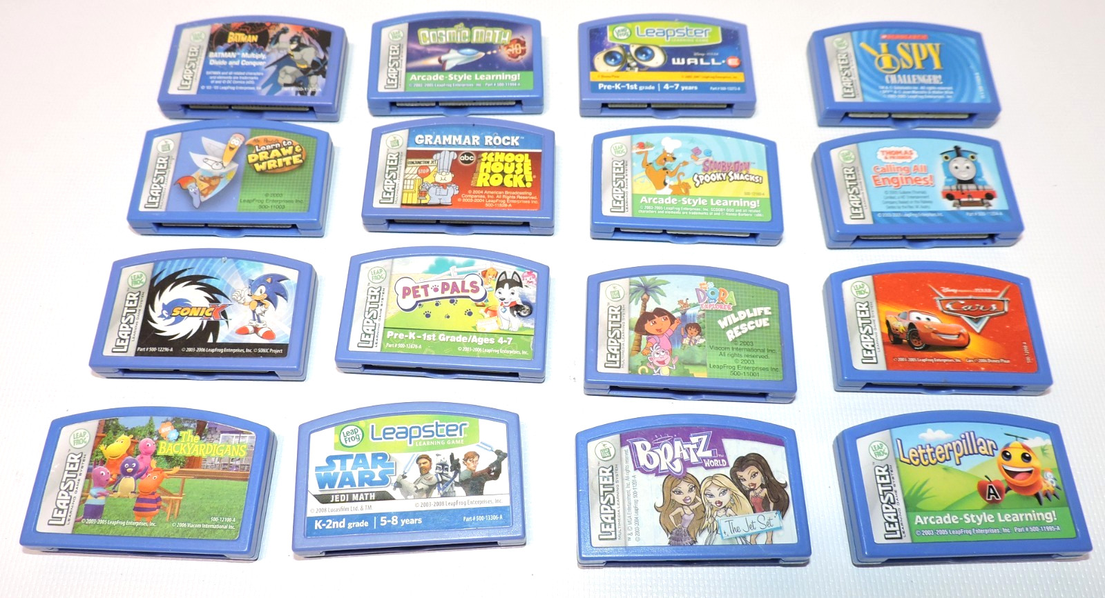 LOT OF 16 Leapster LeapFrog Games Star Wars Sonic X Scooby Doo Batman Cars Dora+