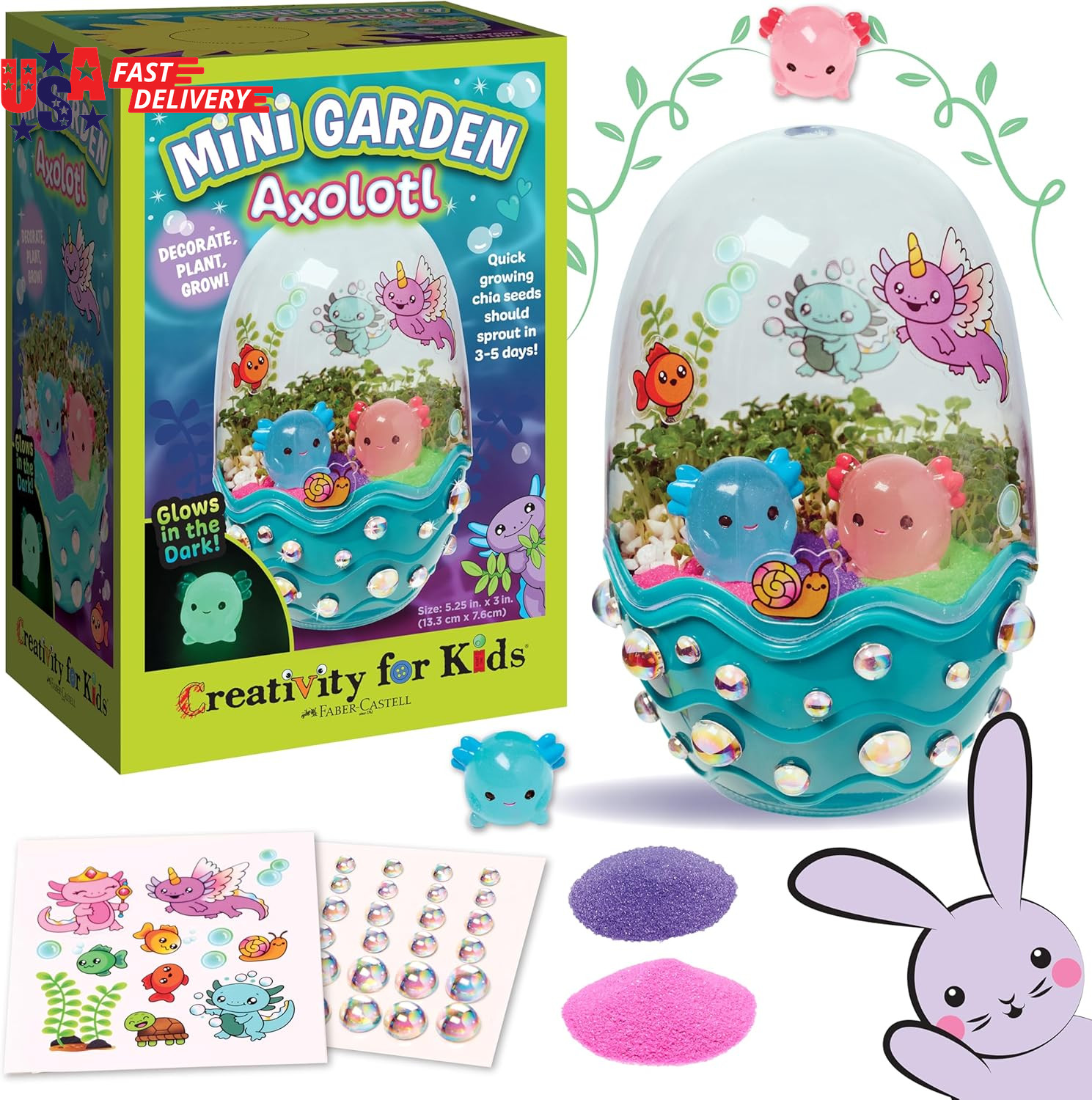 Mini Garden Axolotl Terrarium Kit STEM Science & Arts Crafts Set for Kids Ages 6