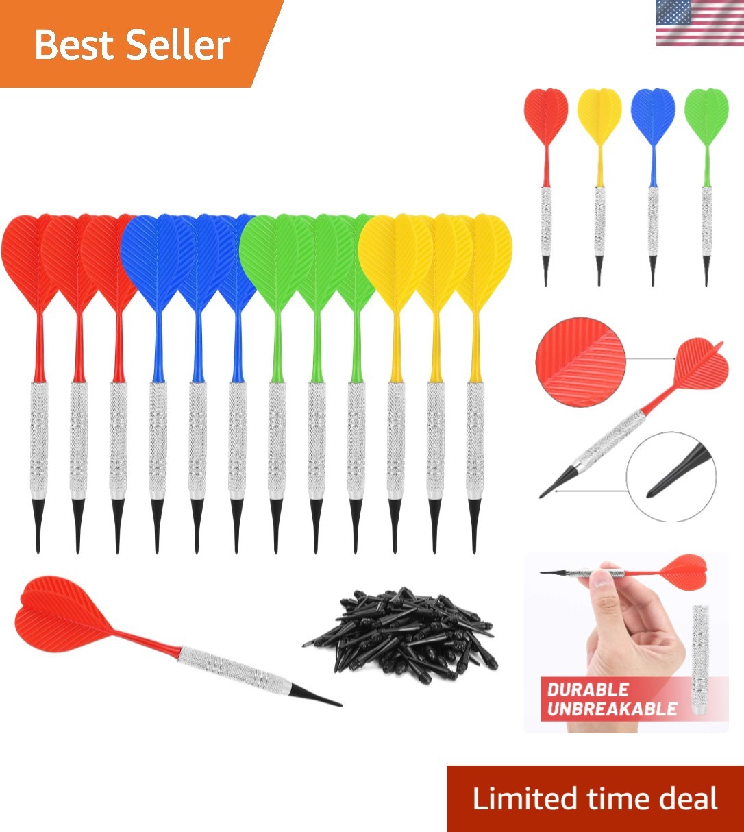 Soft Tip Darts, Bar Dart, Plastic Tip Darts Set, Attach Extra 100 Black 2BA Repl