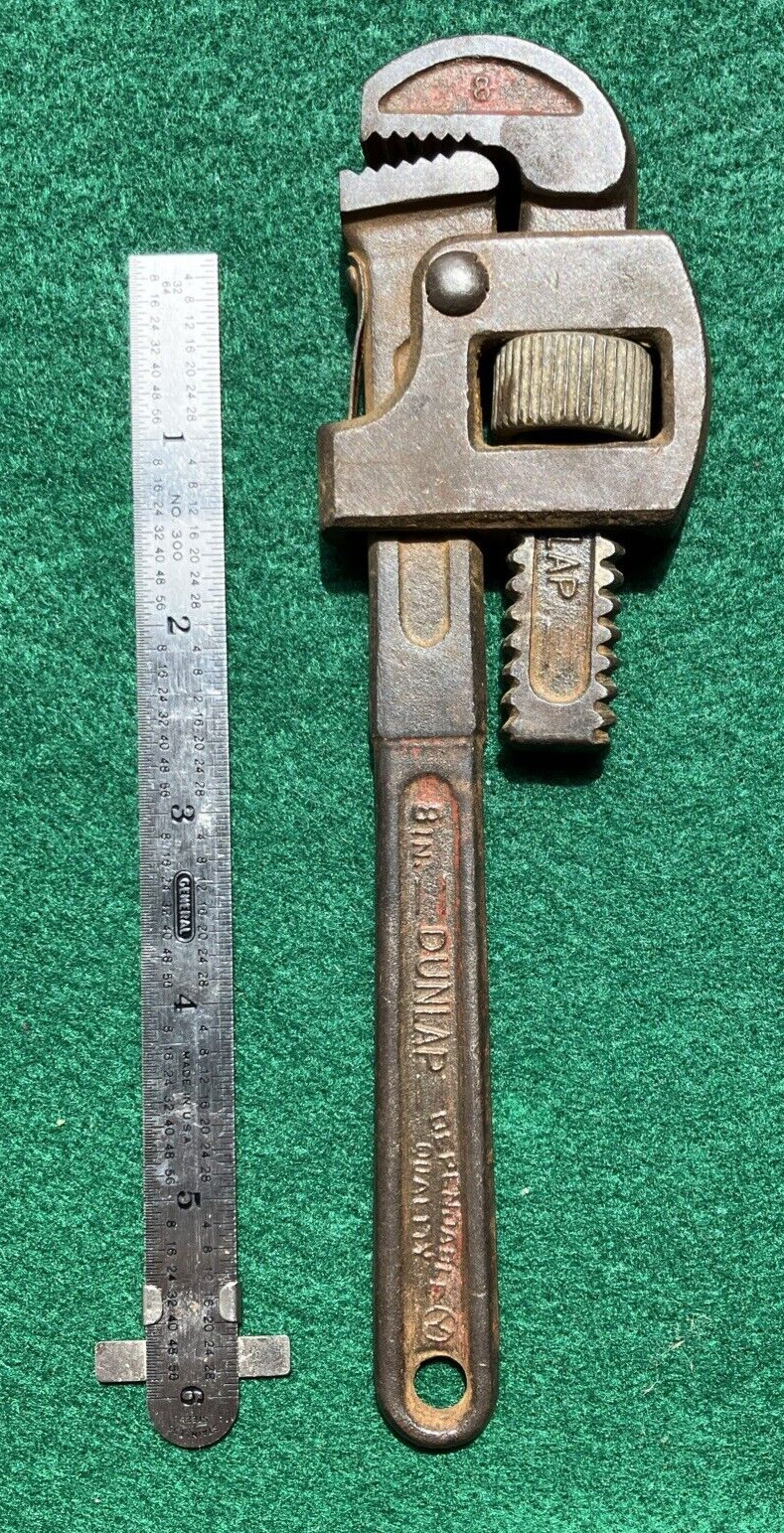 Dunlap Vintage Pipe Wrench 8" Forged in the USA Great condition storm trooper