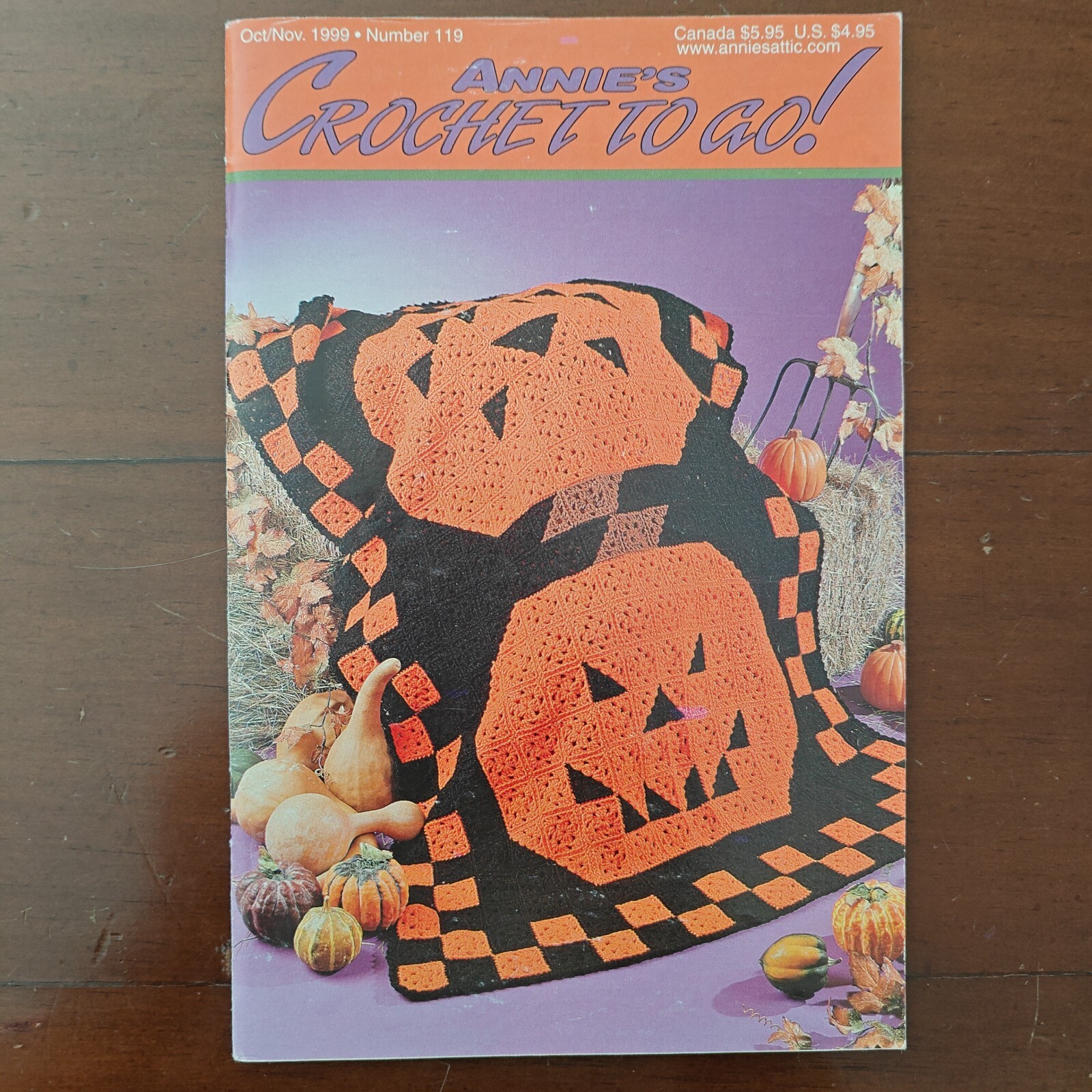 Annie's Crochet to Go! #119 Oct/Nov 1999 Jack-O-Lantern Afghan Halloween 🎃🧵