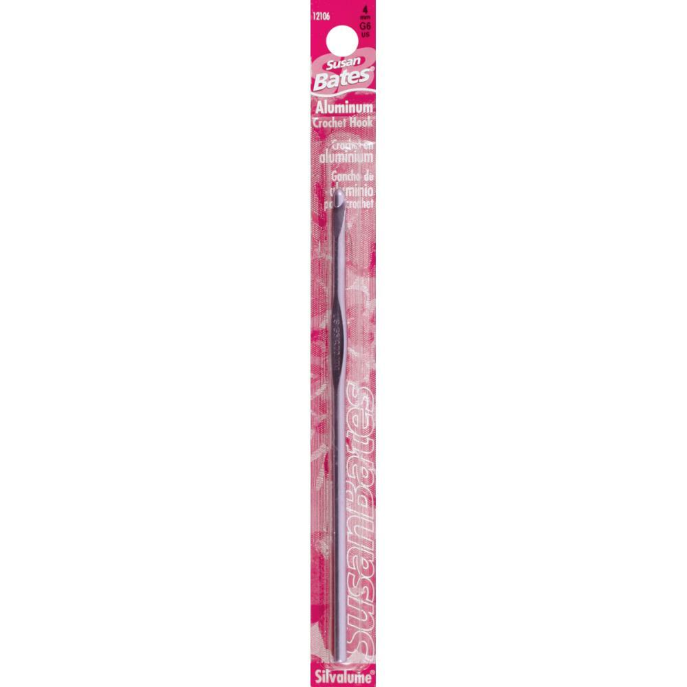 Susan Bates Silvalume Aluminum Crochet Hook 5.5" Size G6/4mm