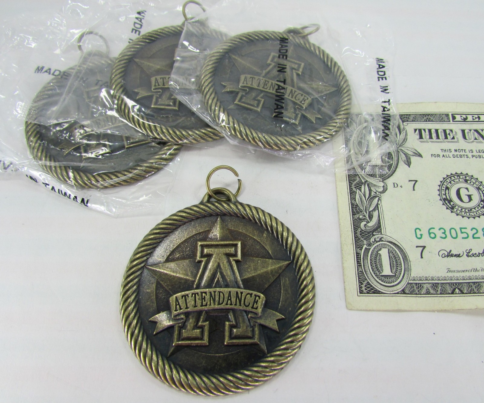 4PK School Attendance Medallion Necklace Medals School Teacher Achievement Prize
