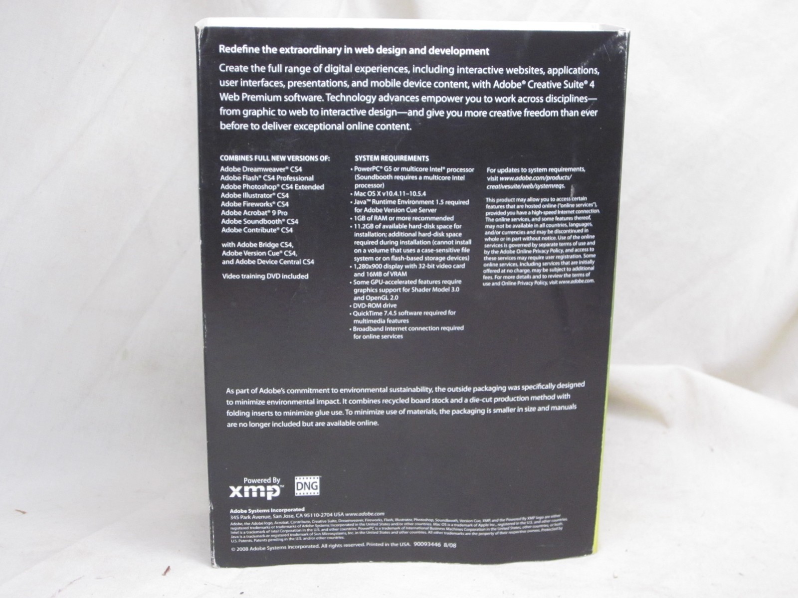 * ADOBE CREATIVE SUITE 4 WEB PREMIUM MAC OS 5.5 MASTER COLLECTION *NOTE
