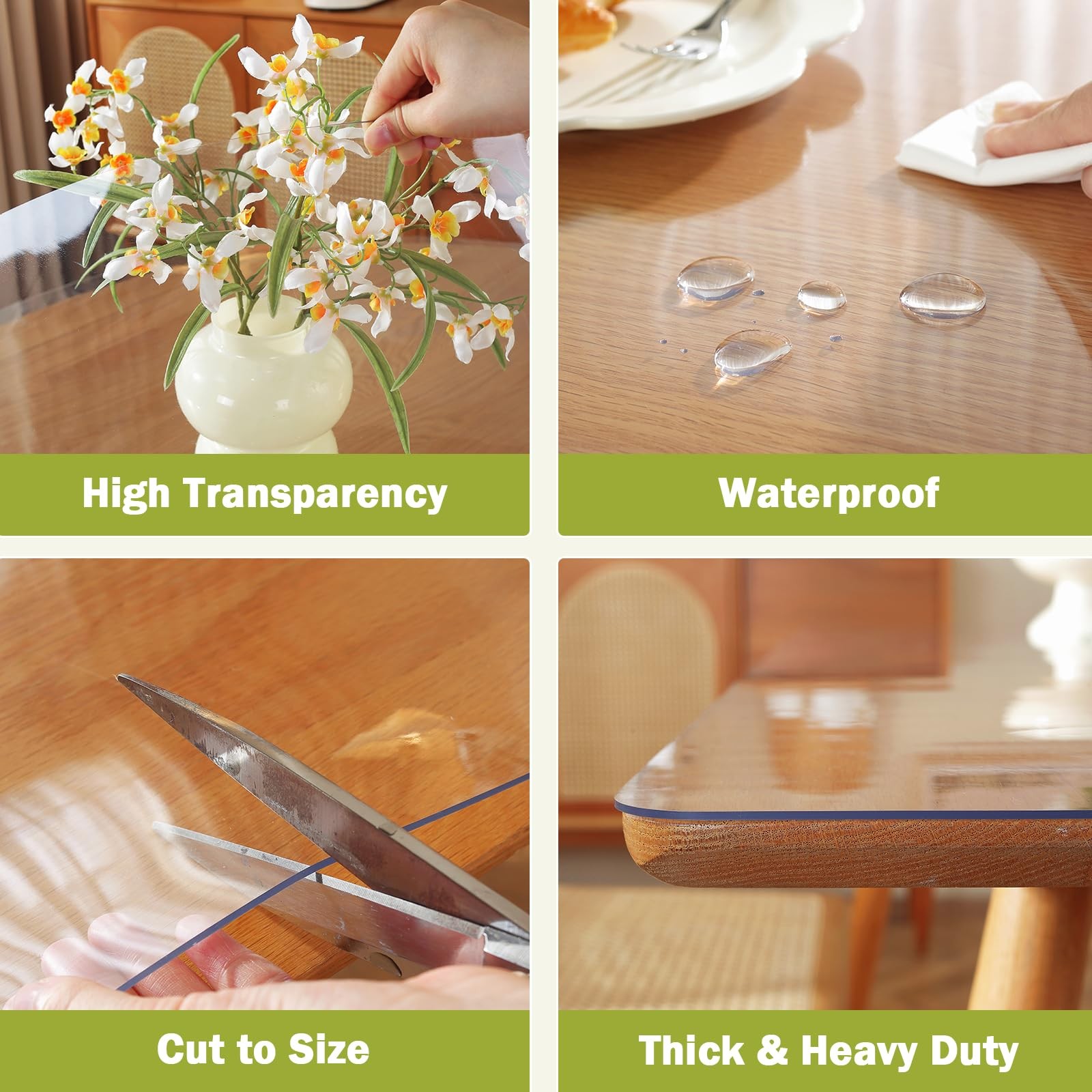 OstepDecor Clear Table Cover Protector 36" x 60" (Rectangular), Crystal