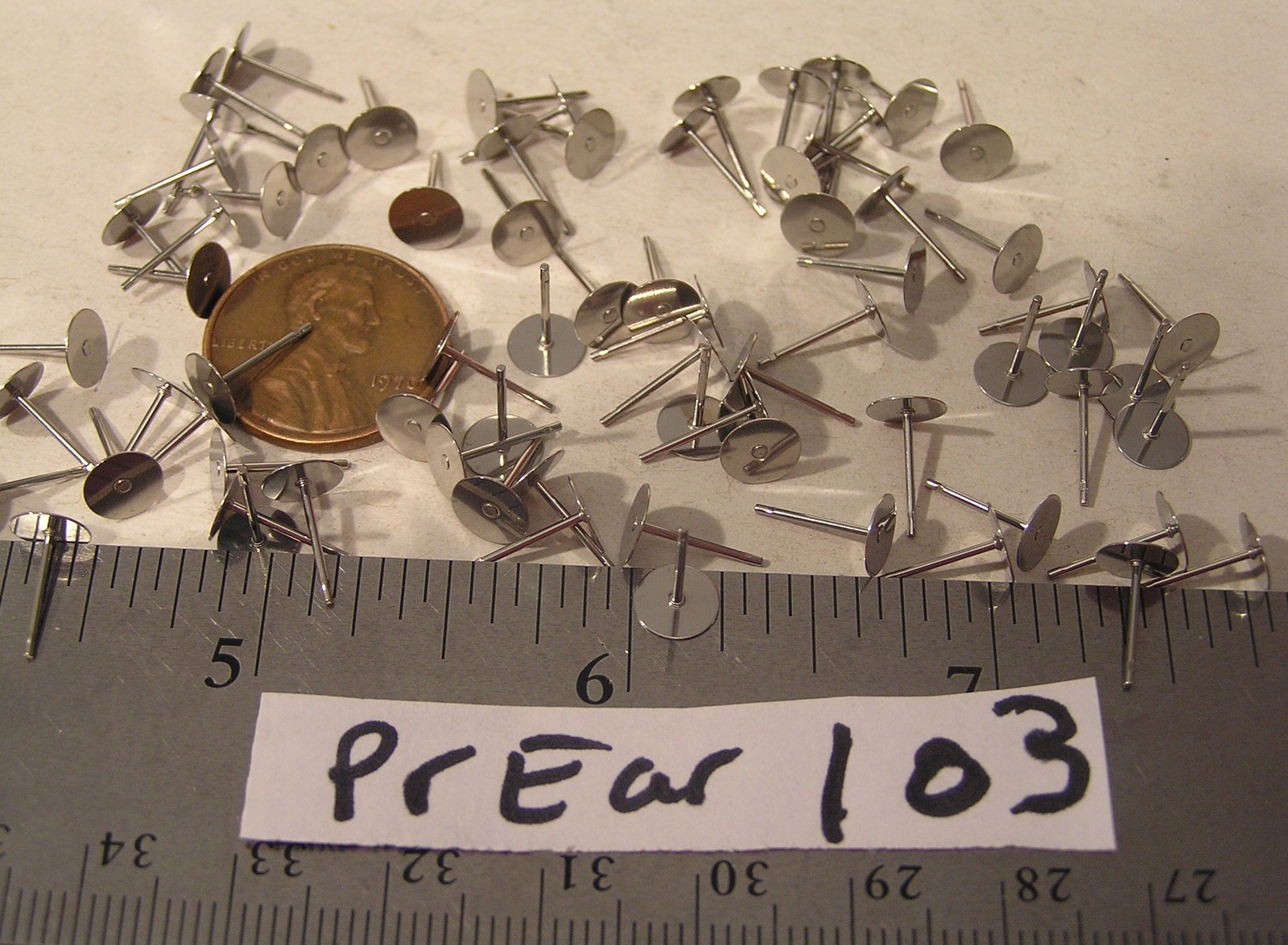 24 pc Silver 6 mm Round Base Pierced Earring Vtg Jewelry Findings Add Flat back