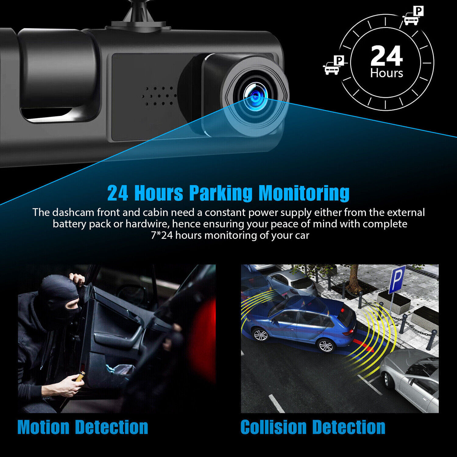 3 lenses Camara De Seguridad Dash Cam Para Auto Carro Delantero/Trasero/Interior