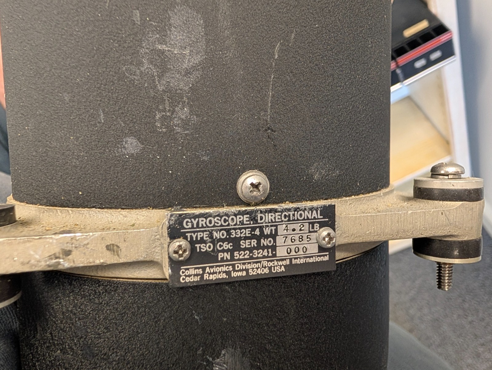 Collins Directional Gyroscope; Part # 522-3241-000