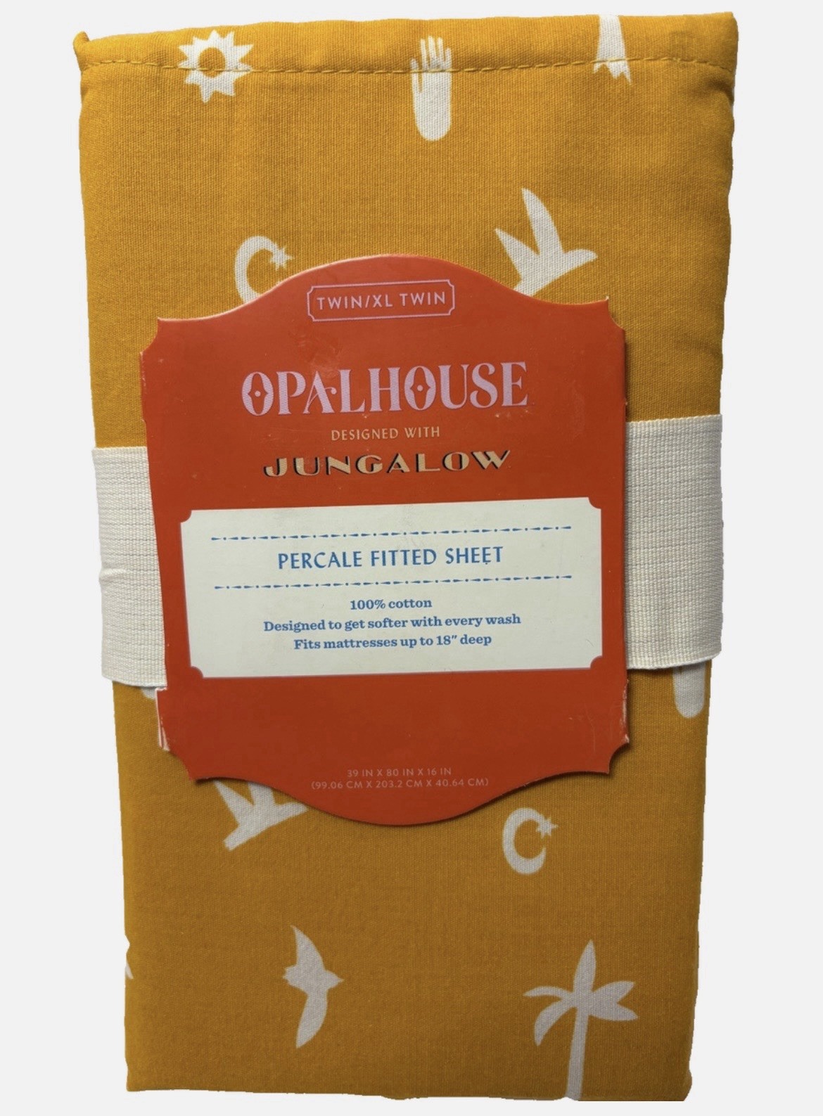 Opalhouse Jungalow Fitted Sheet Twin Mustard Yellow Cotton Percale