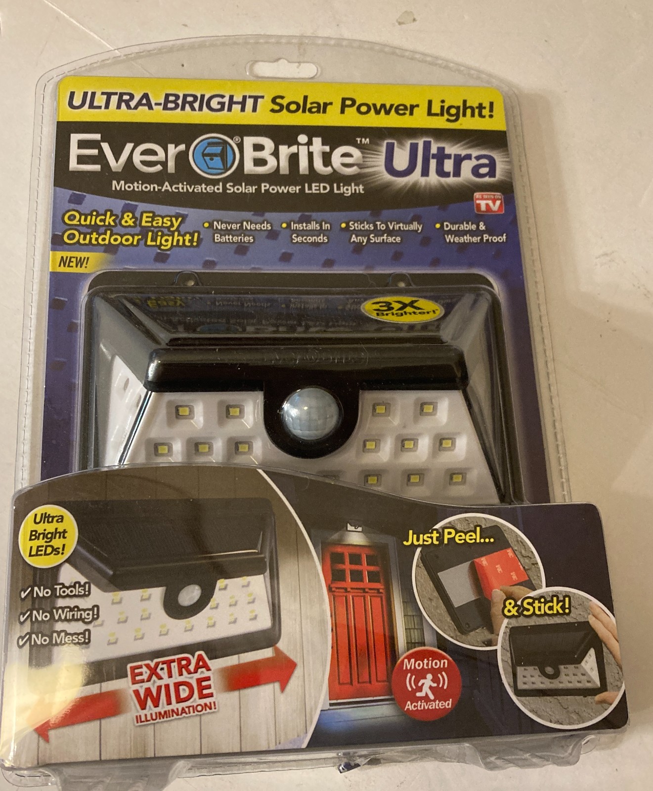 Ontel Motion-Activated Solar Power LED Light Brand New Sealed