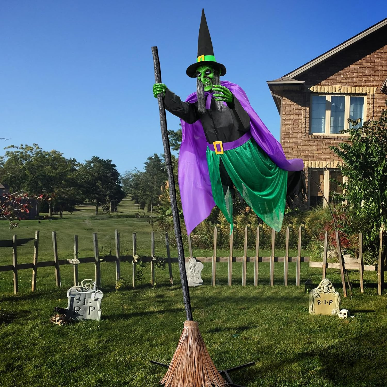 Halloween Decorations Outdoor - 12 Ft Animated Hovering Witch Animatronics | Hal