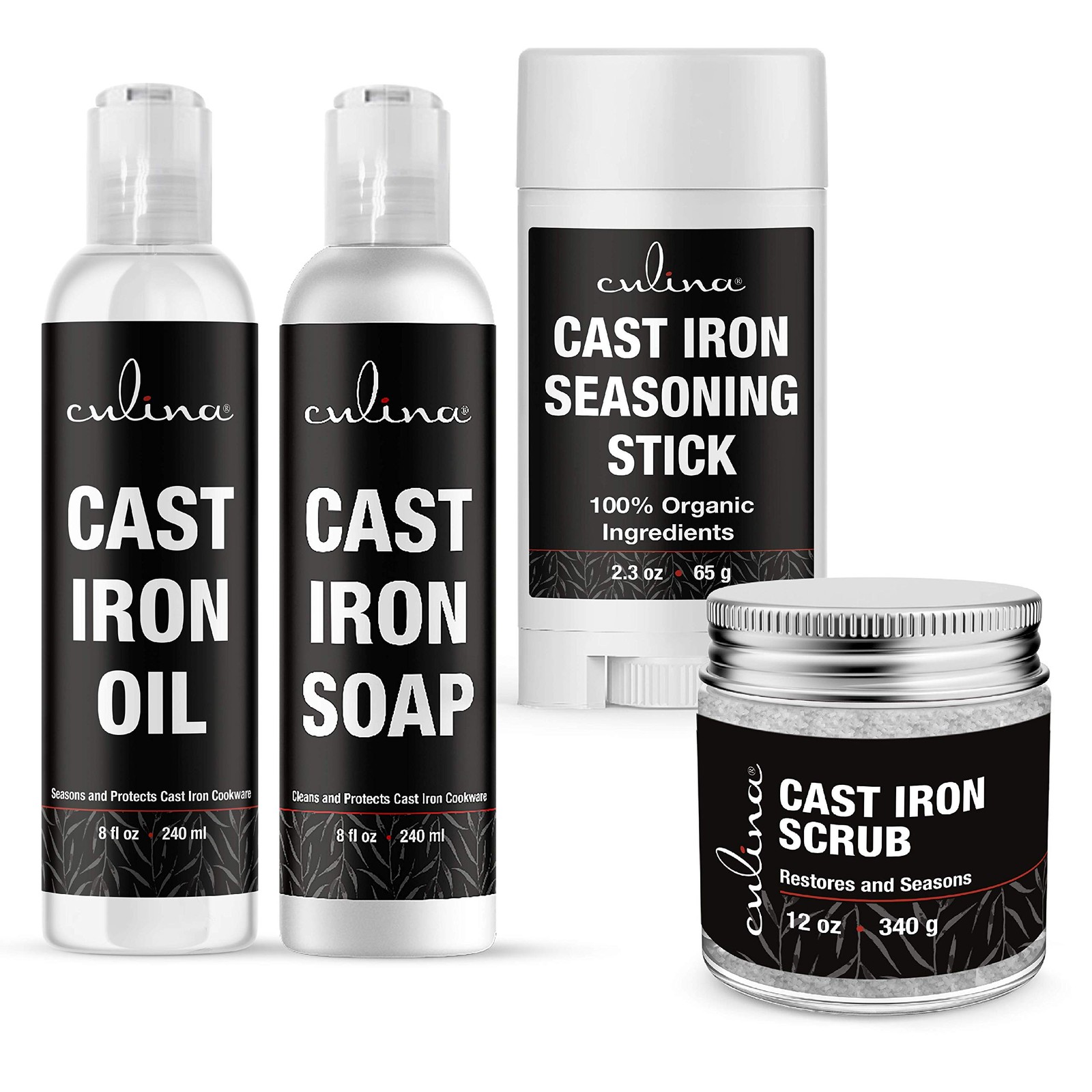 Cast Iron Seasoning Stick & Soap & Oil Conditioner & Restoring Scrub | All Na...