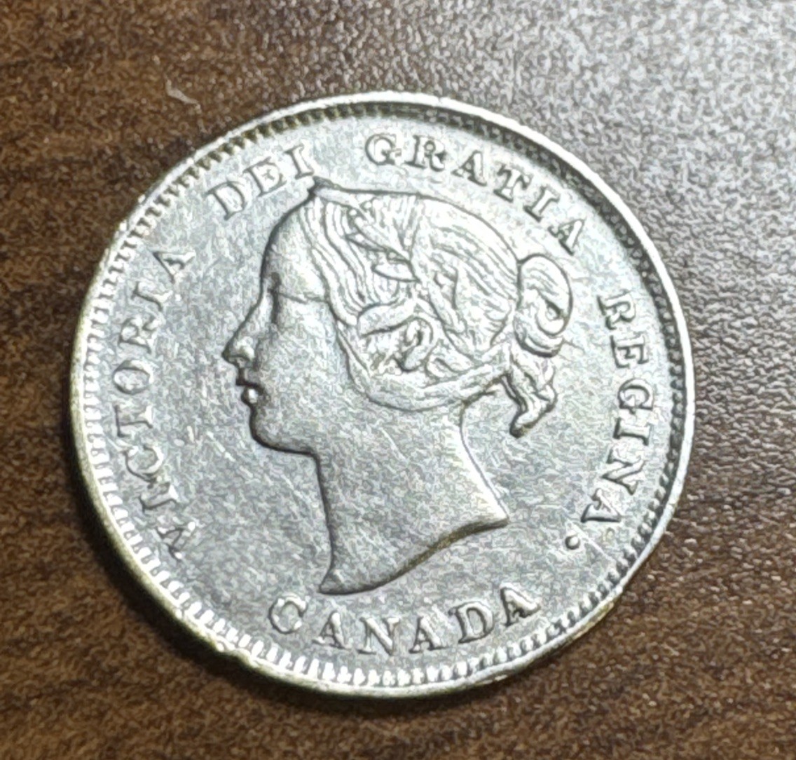 1898 Canada Silver 5 Cents Queen Victoria AU details - cleaned